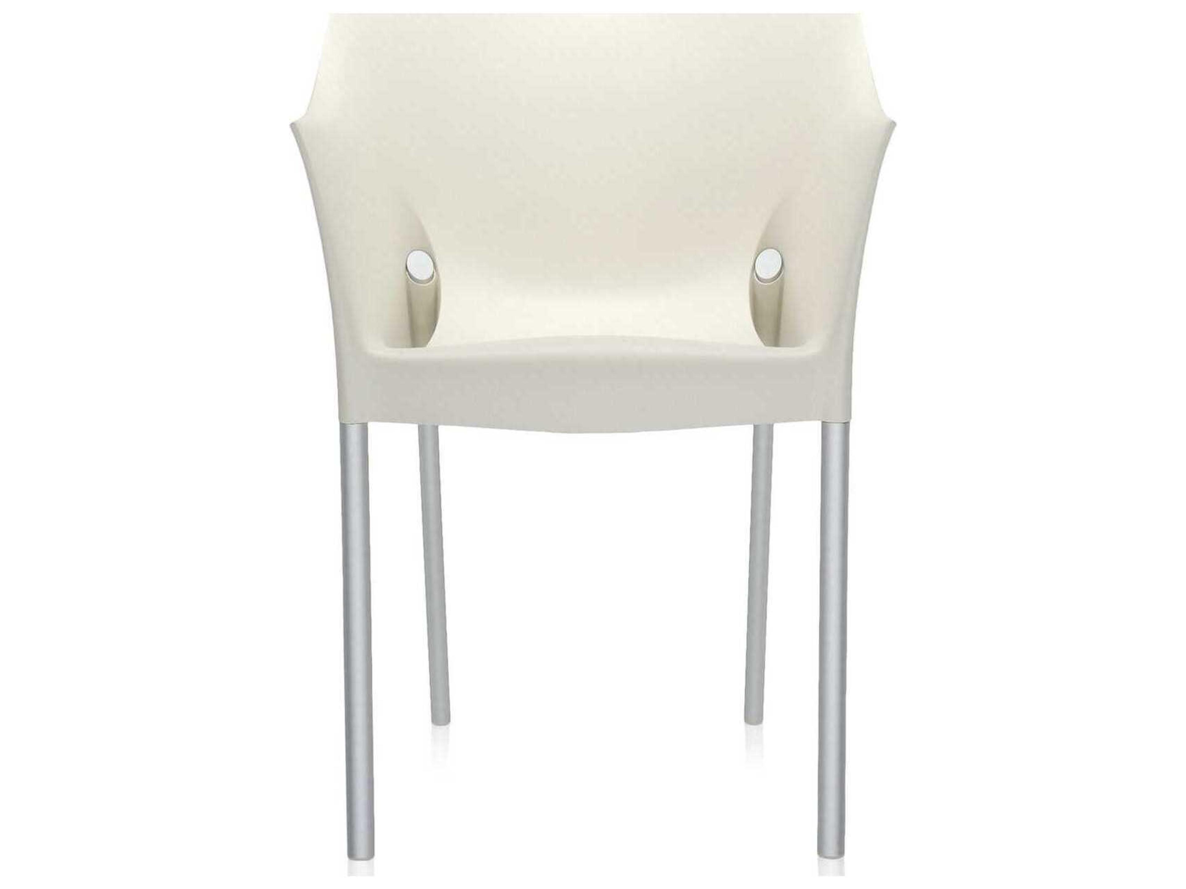 Kartell Outdoor Dr No Opaque Wax White Aluminum Resin Dining Arm Chair  (Sold in 2)