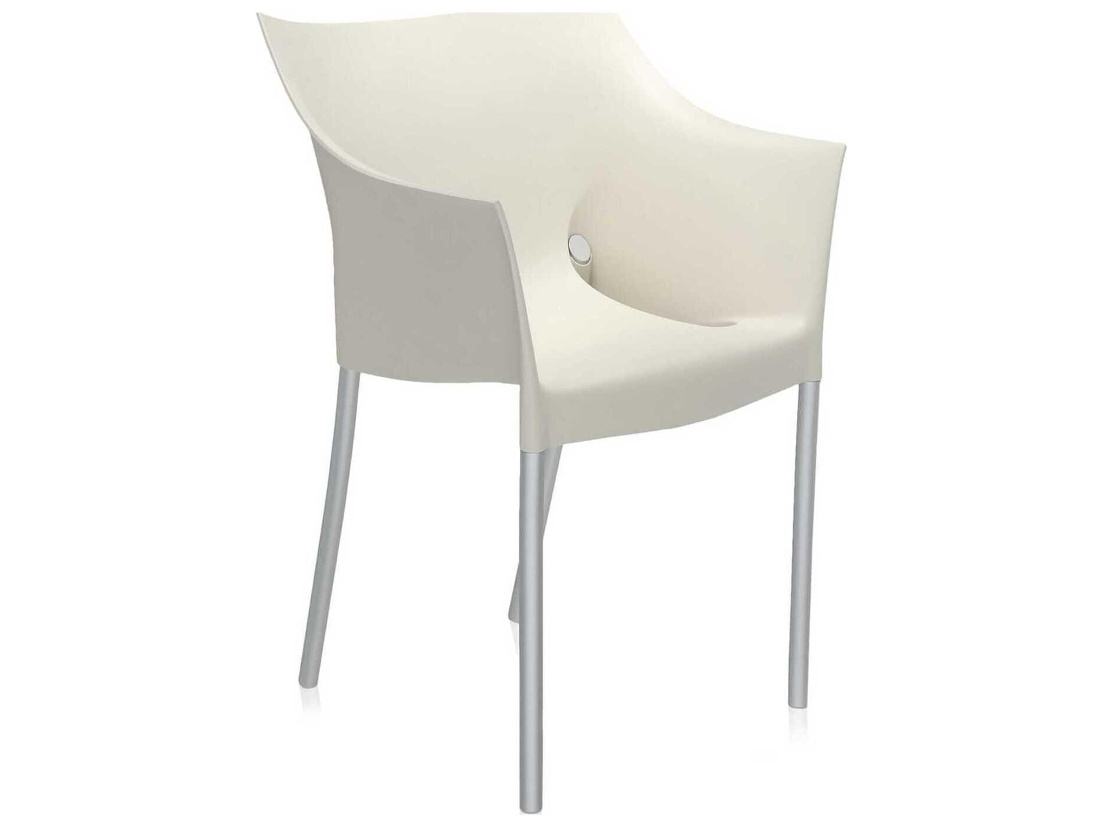 Dr No Opaque Wax White Aluminum Resin Dining Arm Chair  (Sold in 2)