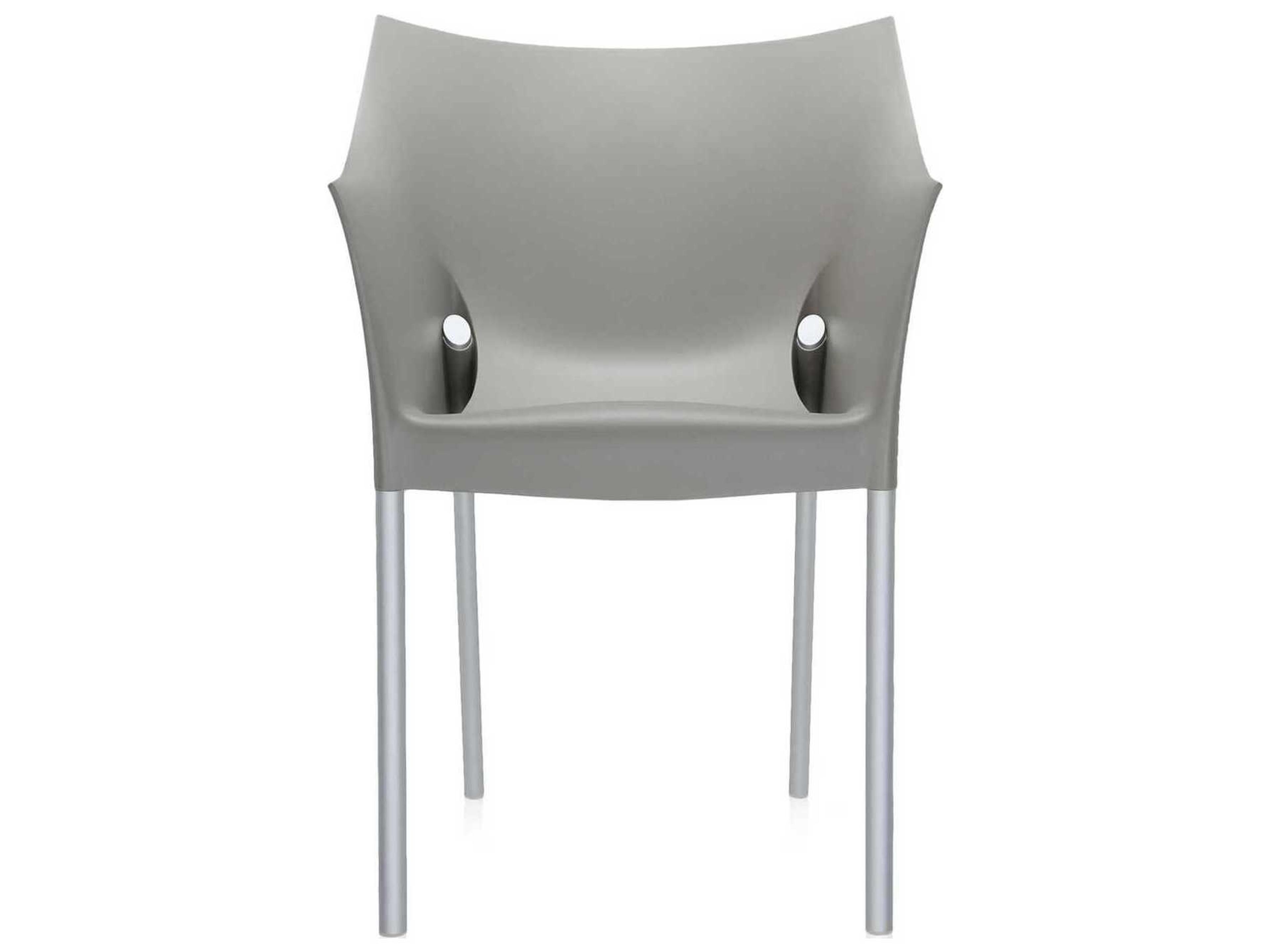 Kartell Outdoor Dr No Opaque Warm Grey Aluminum Resin Dining Arm Chair  (Sold in 2)