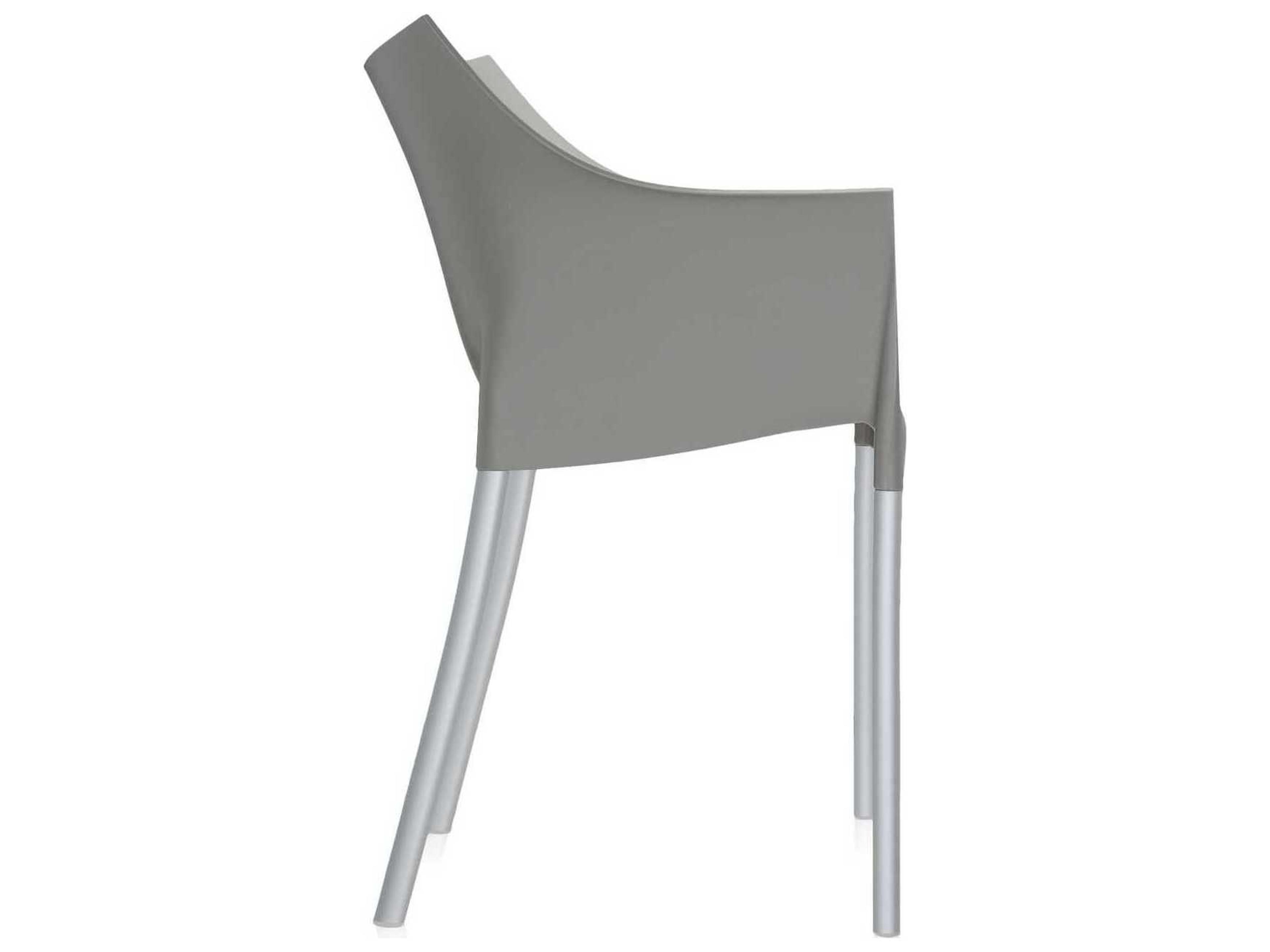 Kartell Outdoor Dr No Opaque Warm Grey Aluminum Resin Dining Arm Chair  (Sold in 2)