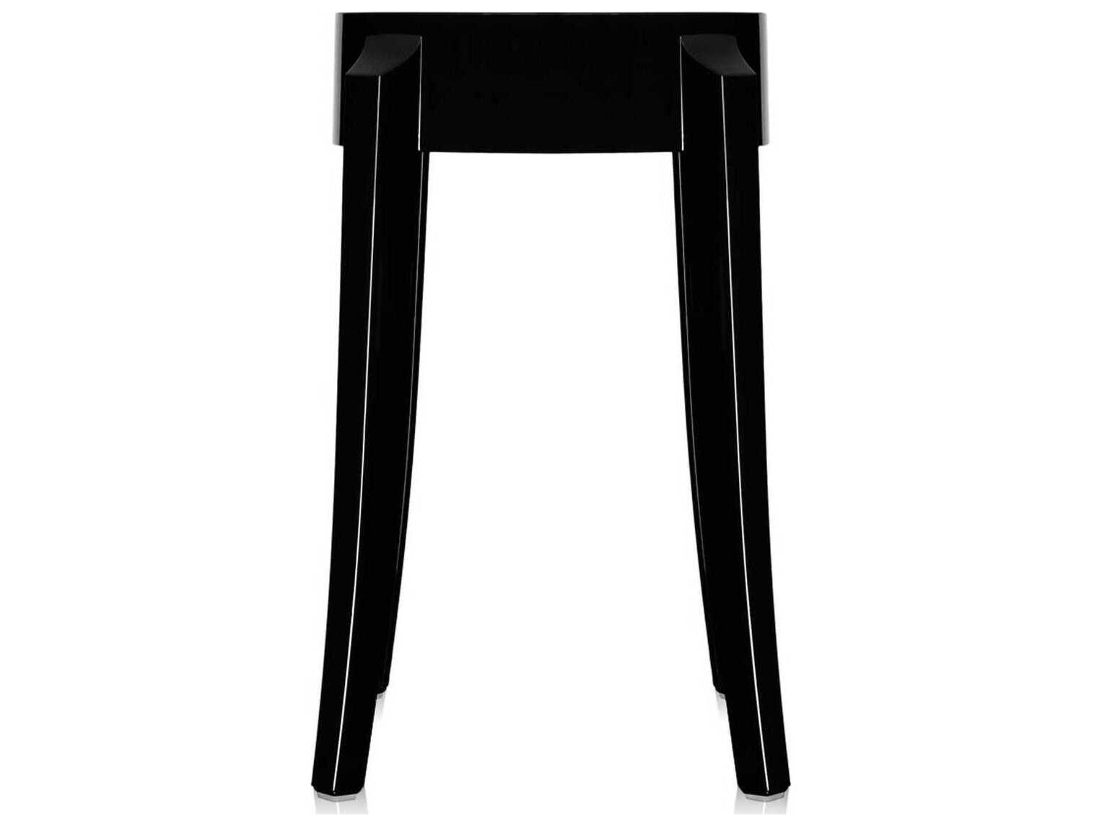 Kartell Outdoor Charles Ghost Glossy Black Resin Dining Stool  (Sold in 2)