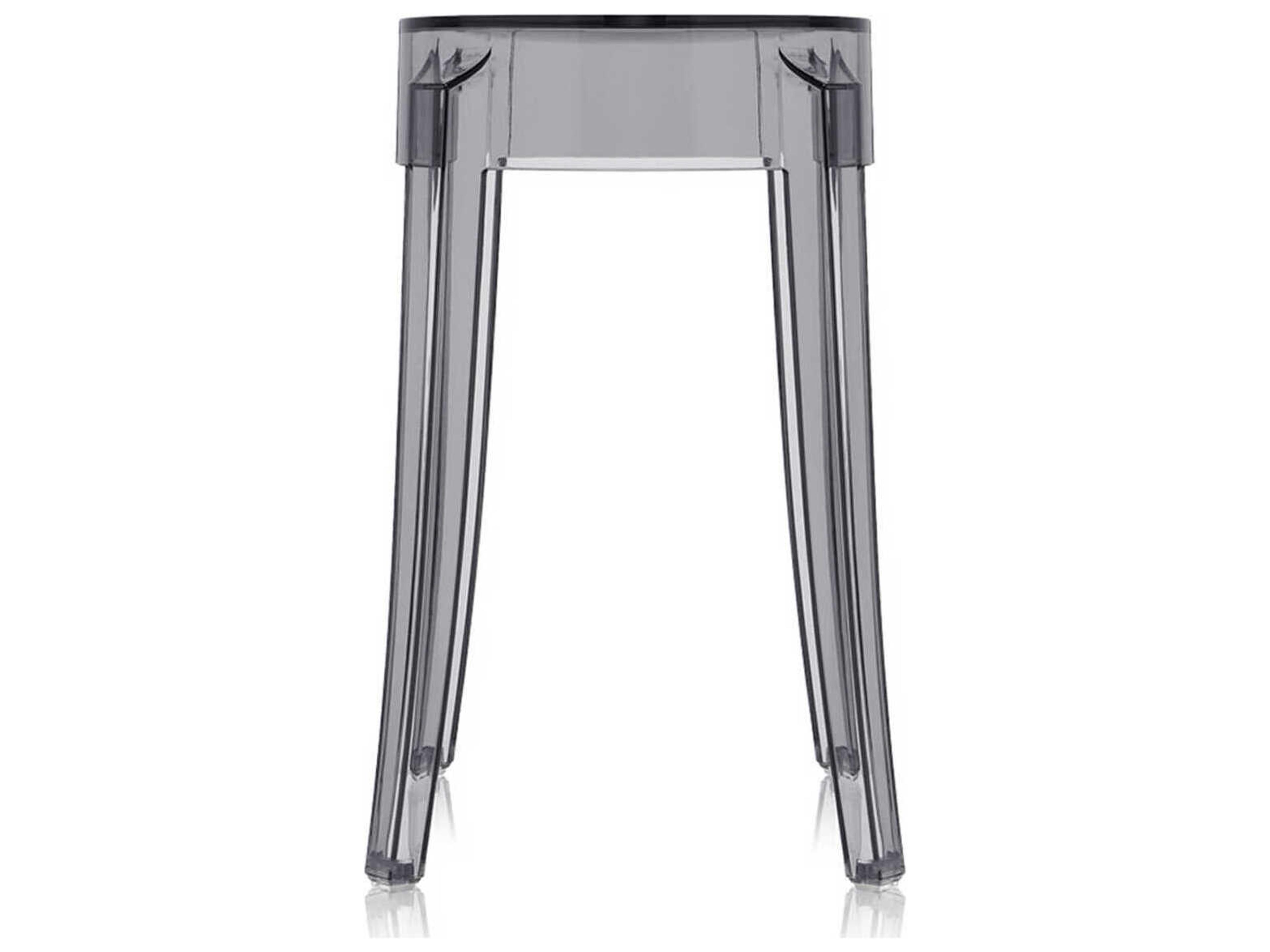 Kartell Outdoor Charles Ghost Transparent Smoke Grey Resin Dining Stool  (Sold in 2)