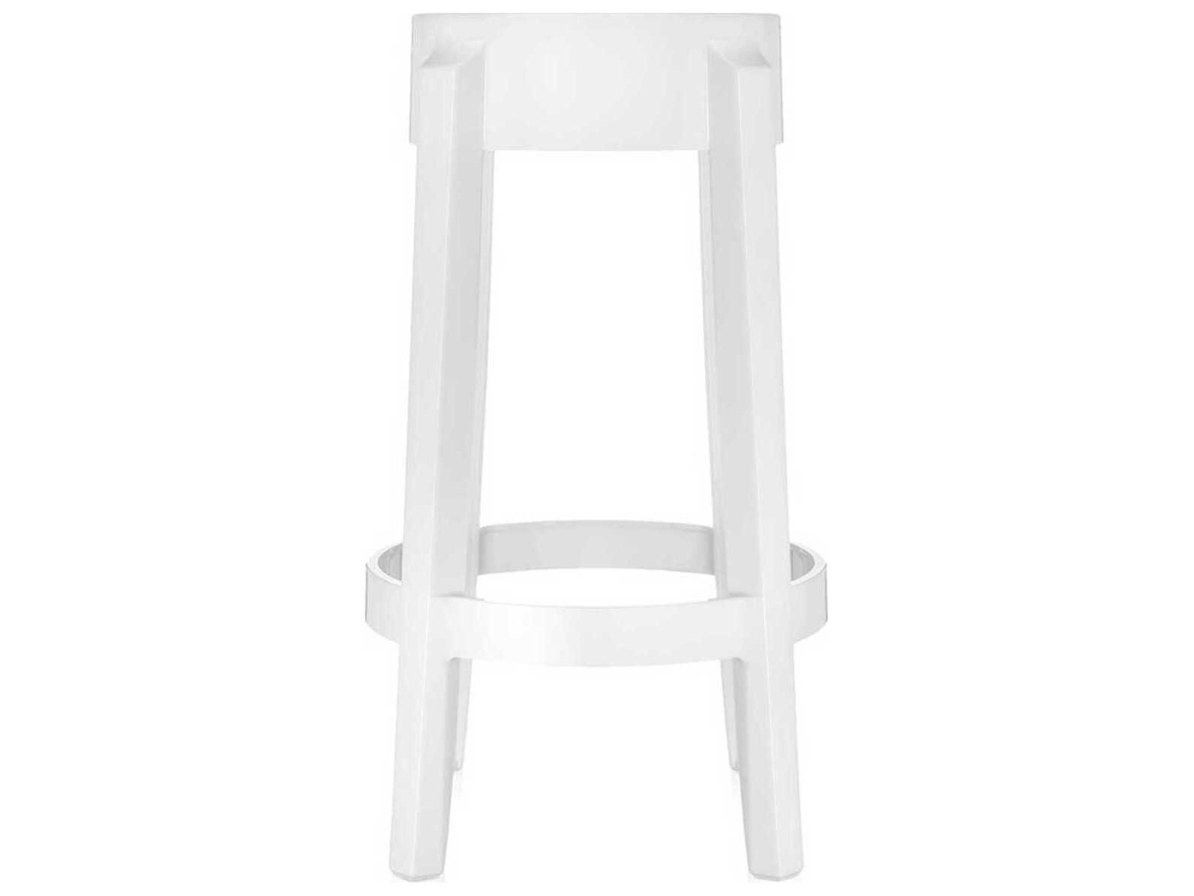 Kartell Outdoor Charles Ghost Transparent White Resin Counter Stool  (Sold in 2)