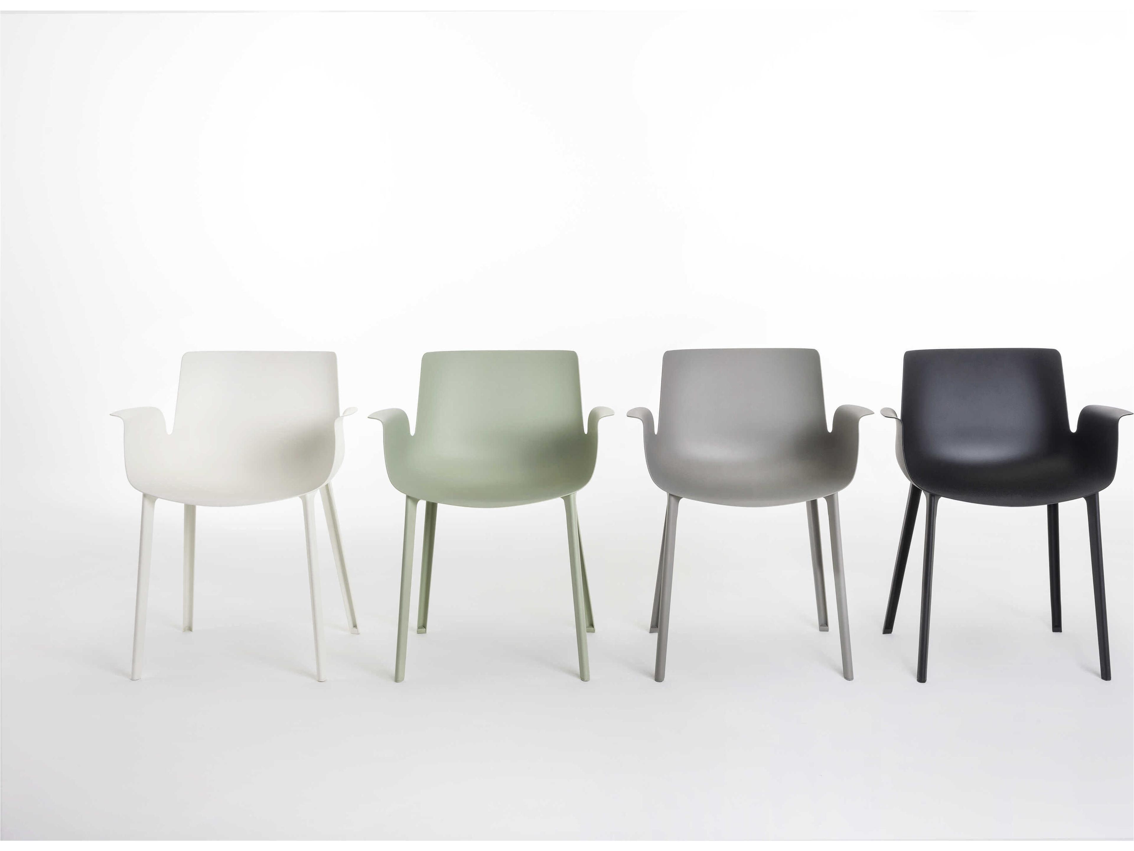 Kartell Outdoor Piuma Opaque White Resin Dining Arm Chair