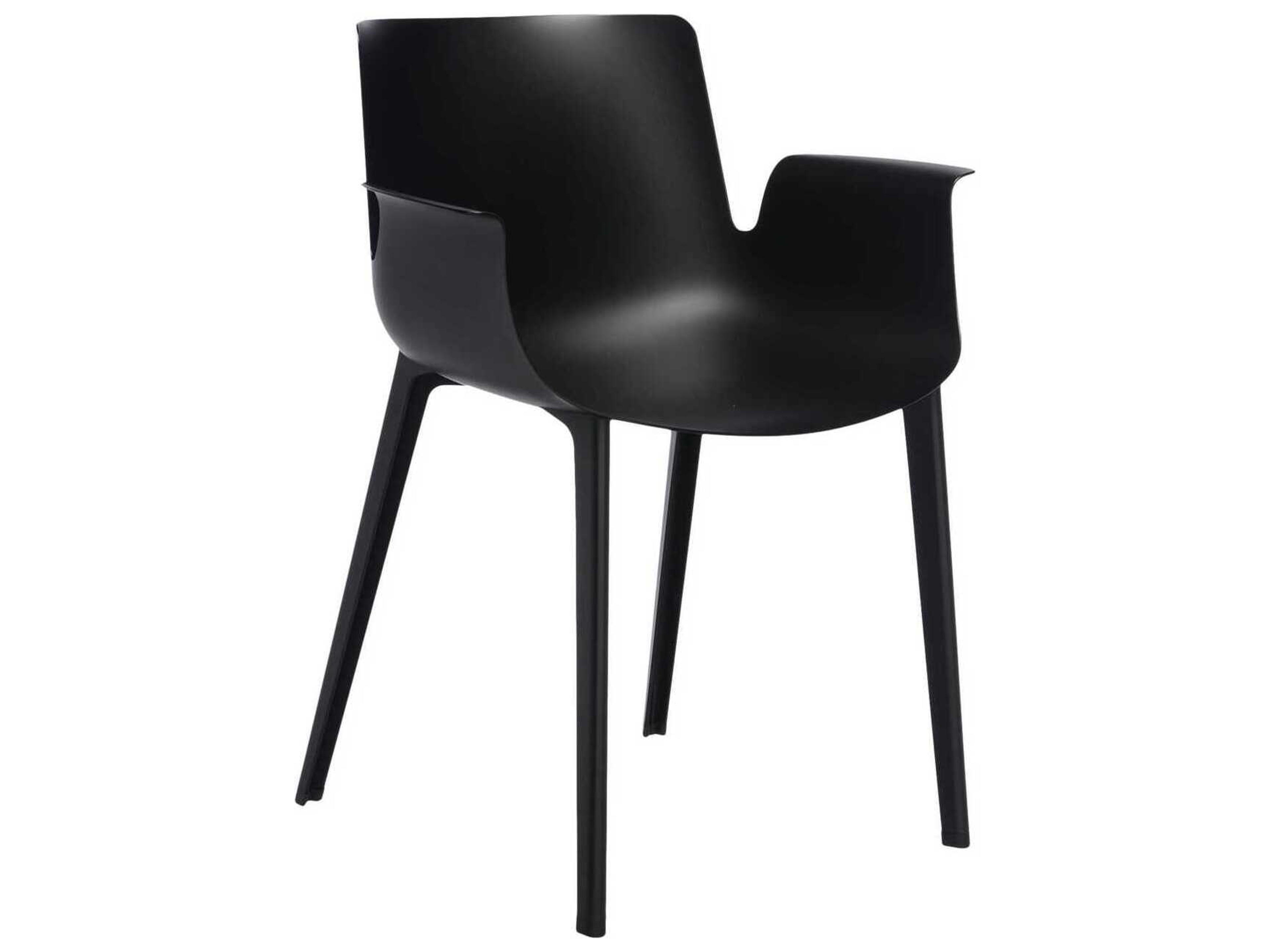 Piuma Opaque Black Resin Dining Arm Chair