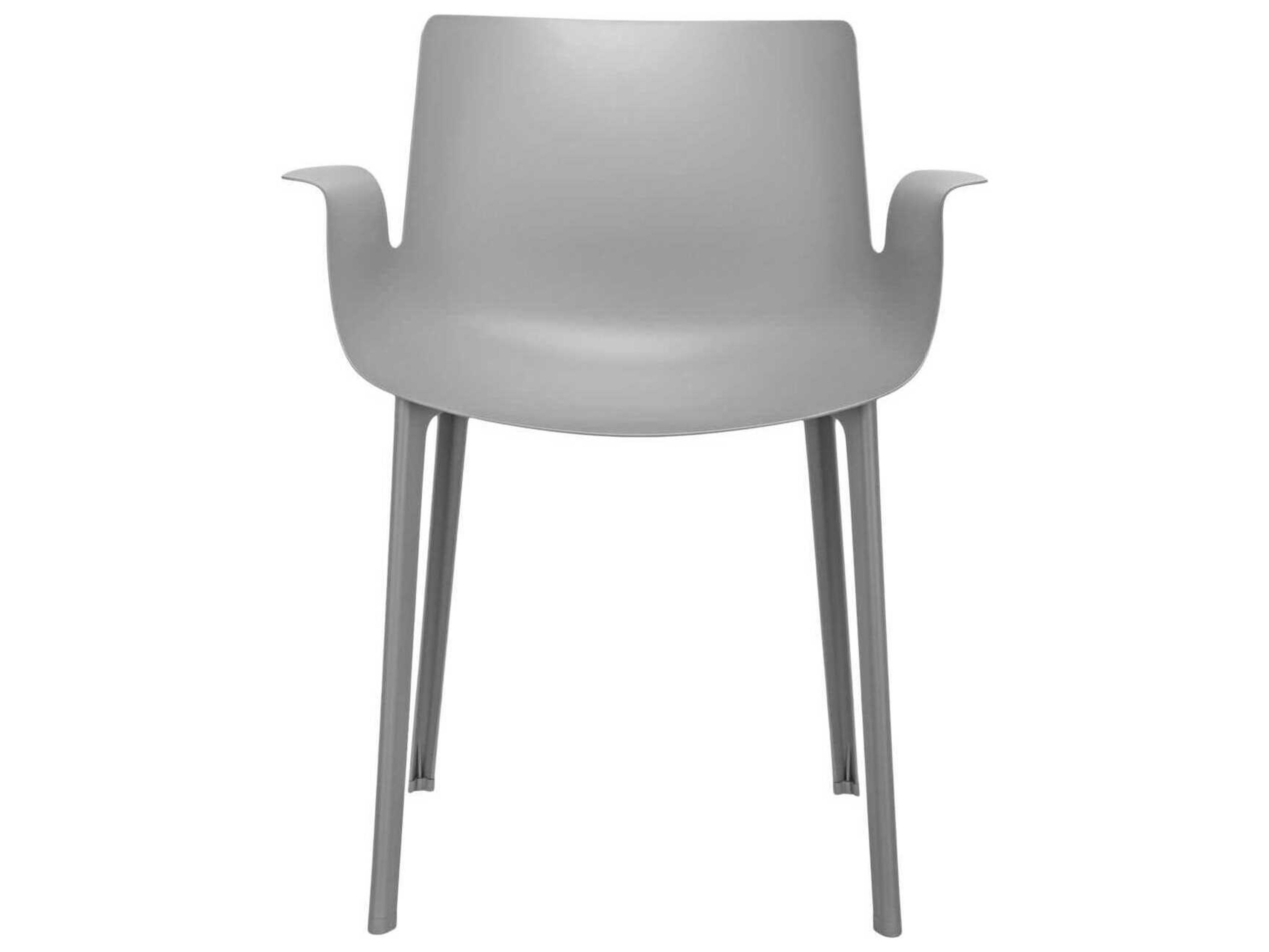 Kartell Outdoor Piuma Opaque Gray Resin Dining Arm Chair