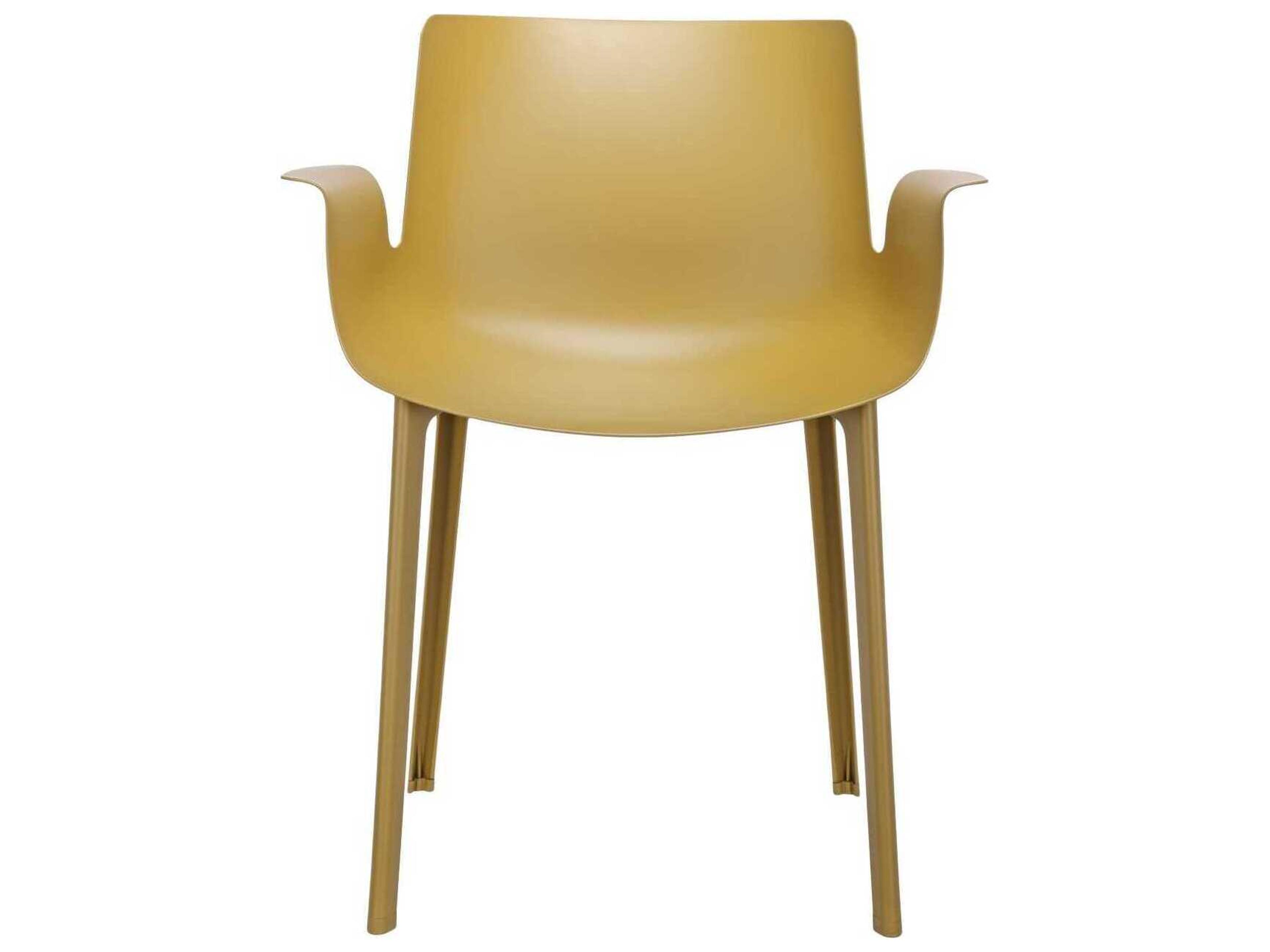 Kartell Outdoor Piuma Opaque Mustard Resin Dining Arm Chair
