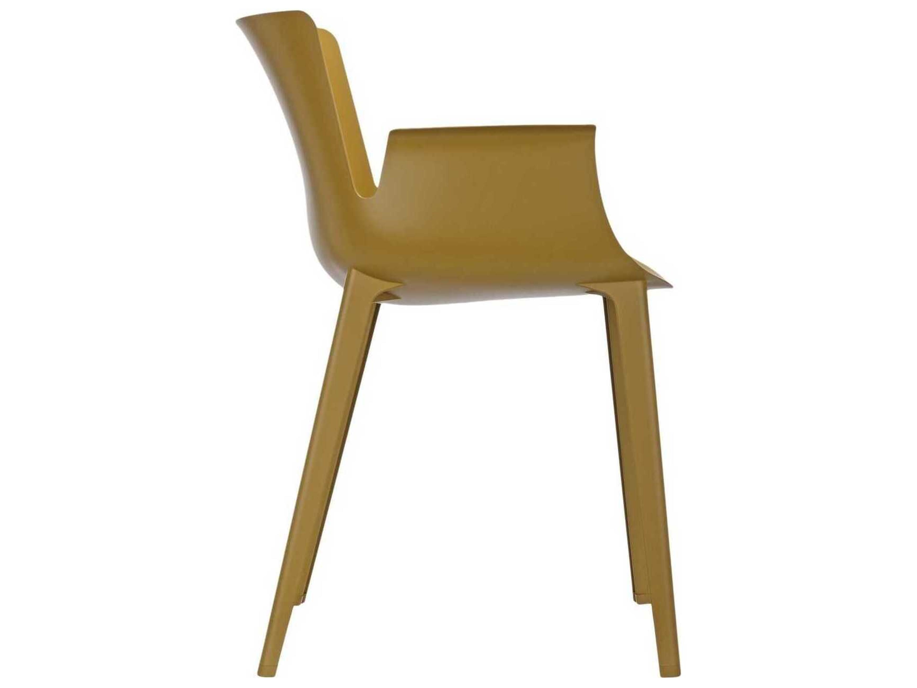 Kartell Outdoor Piuma Opaque Mustard Resin Dining Arm Chair