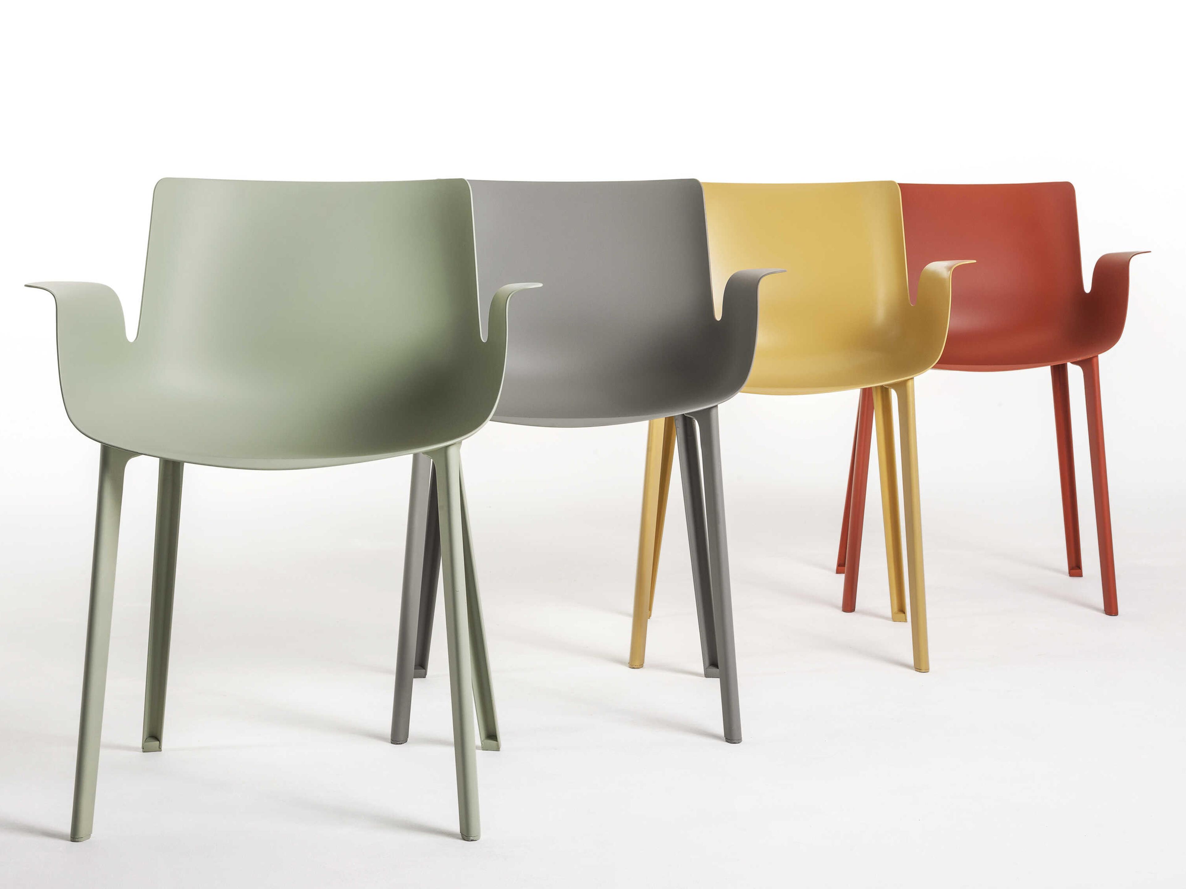 Kartell Outdoor Piuma Opaque Sage Green Resin Dining Arm Chair