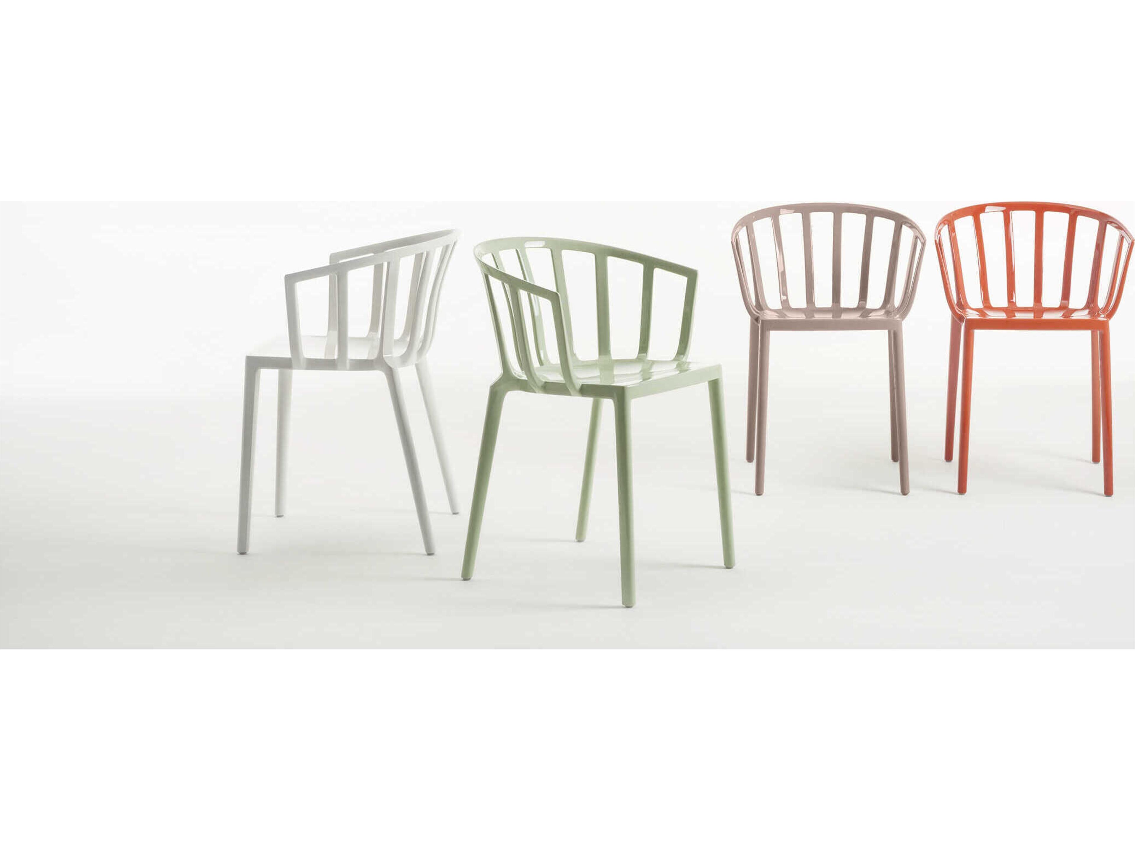 Kartell Outdoor Venice Sage Green Resin Dining Arm Chair  (Sold in 2)