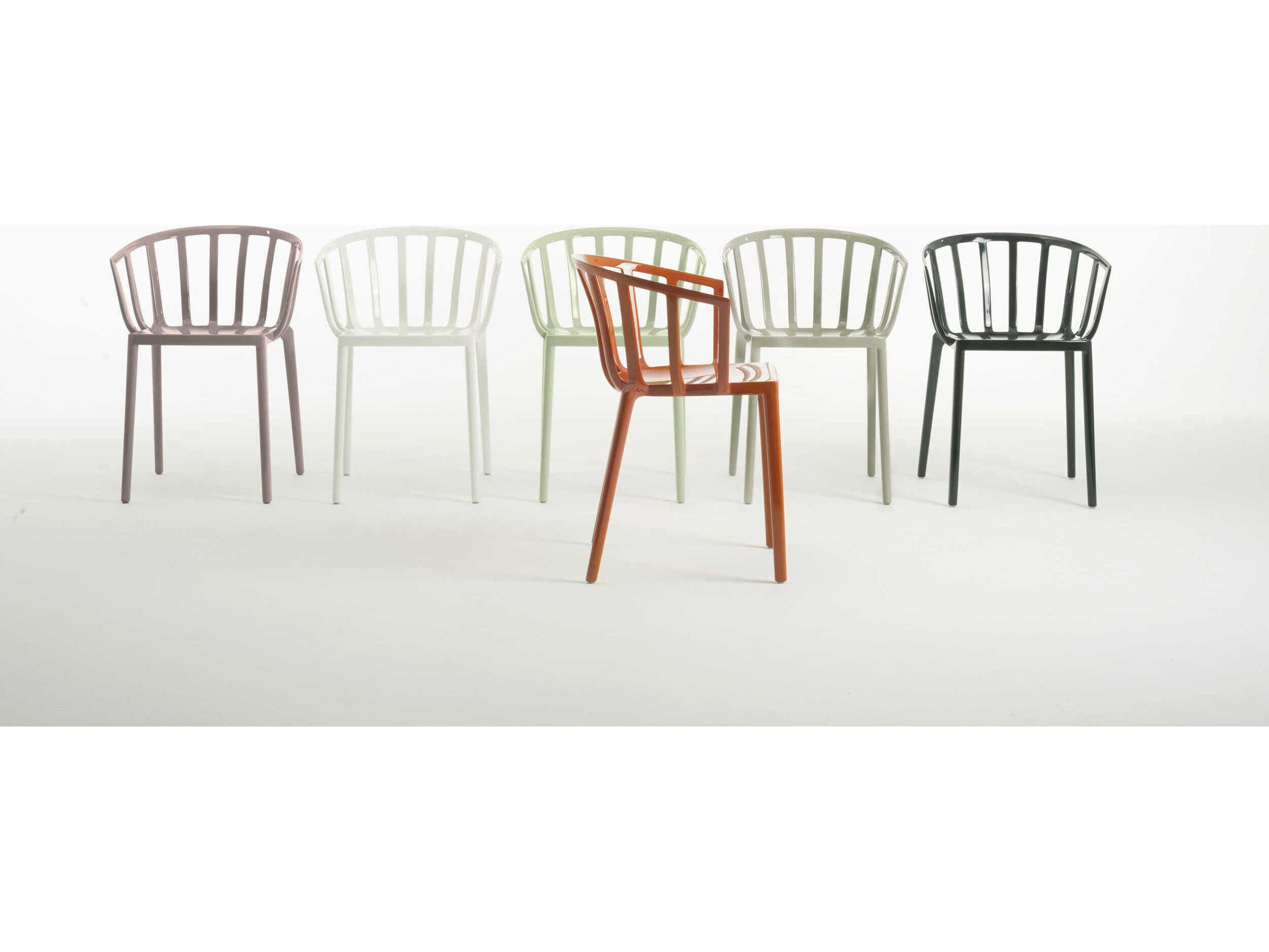 Kartell Outdoor Venice Dove Gray Resin Dining Arm Chair  (Sold in 2)