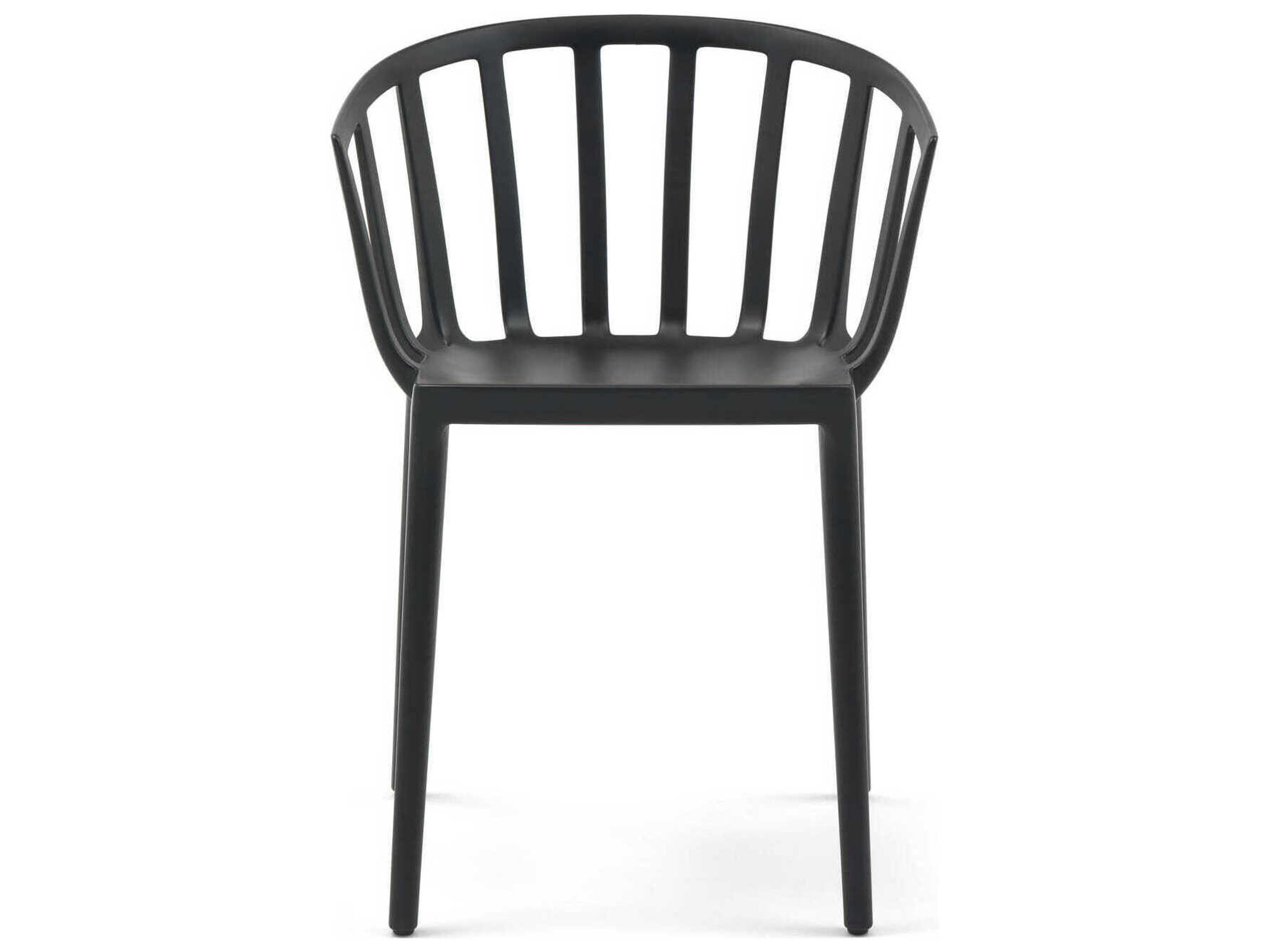 Kartell Outdoor Venice Matte Black Resin Dining Arm Chair  (Sold in 2)