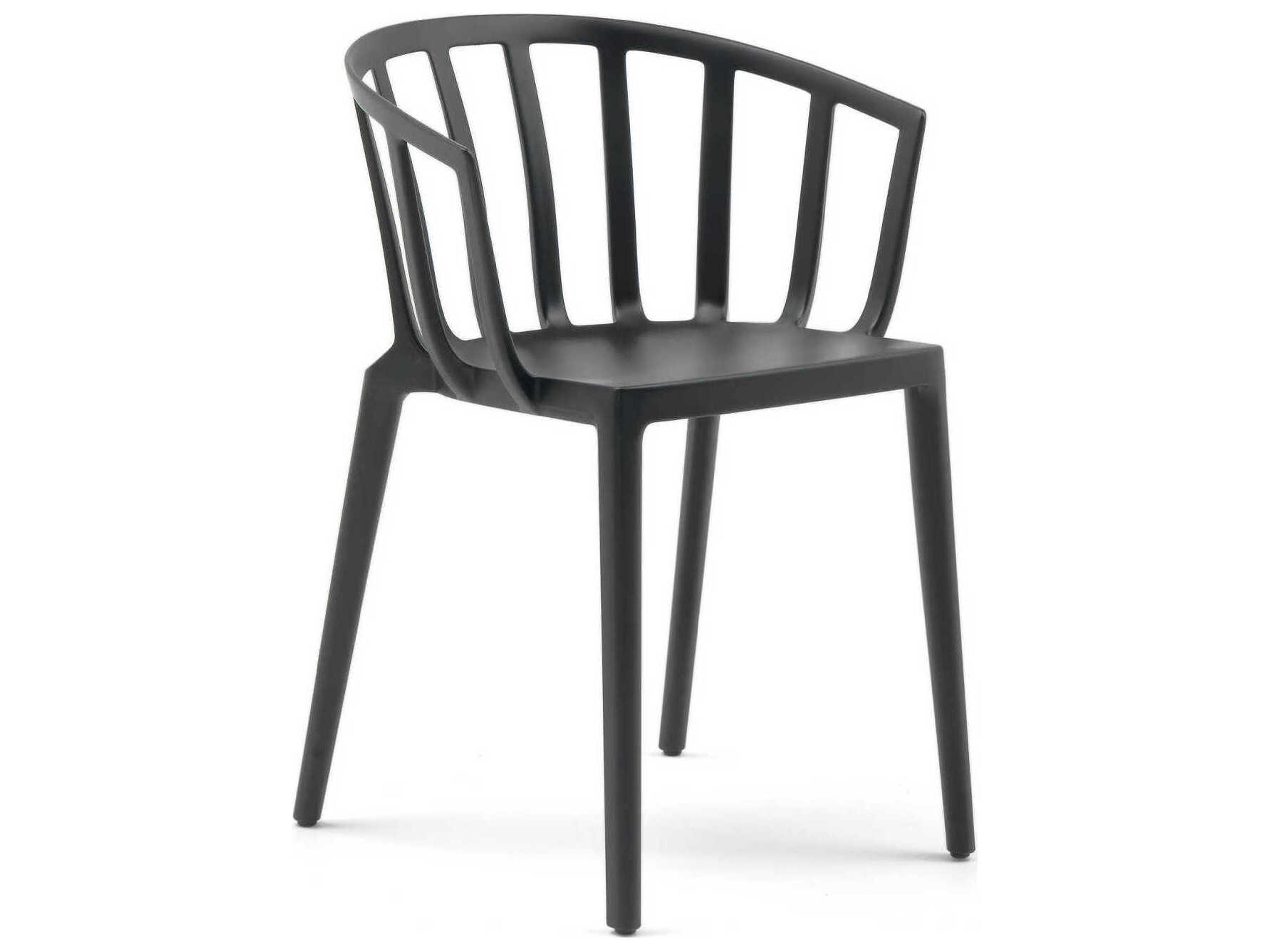 Venice Matte Black Resin Dining Arm Chair  (Sold in 2)