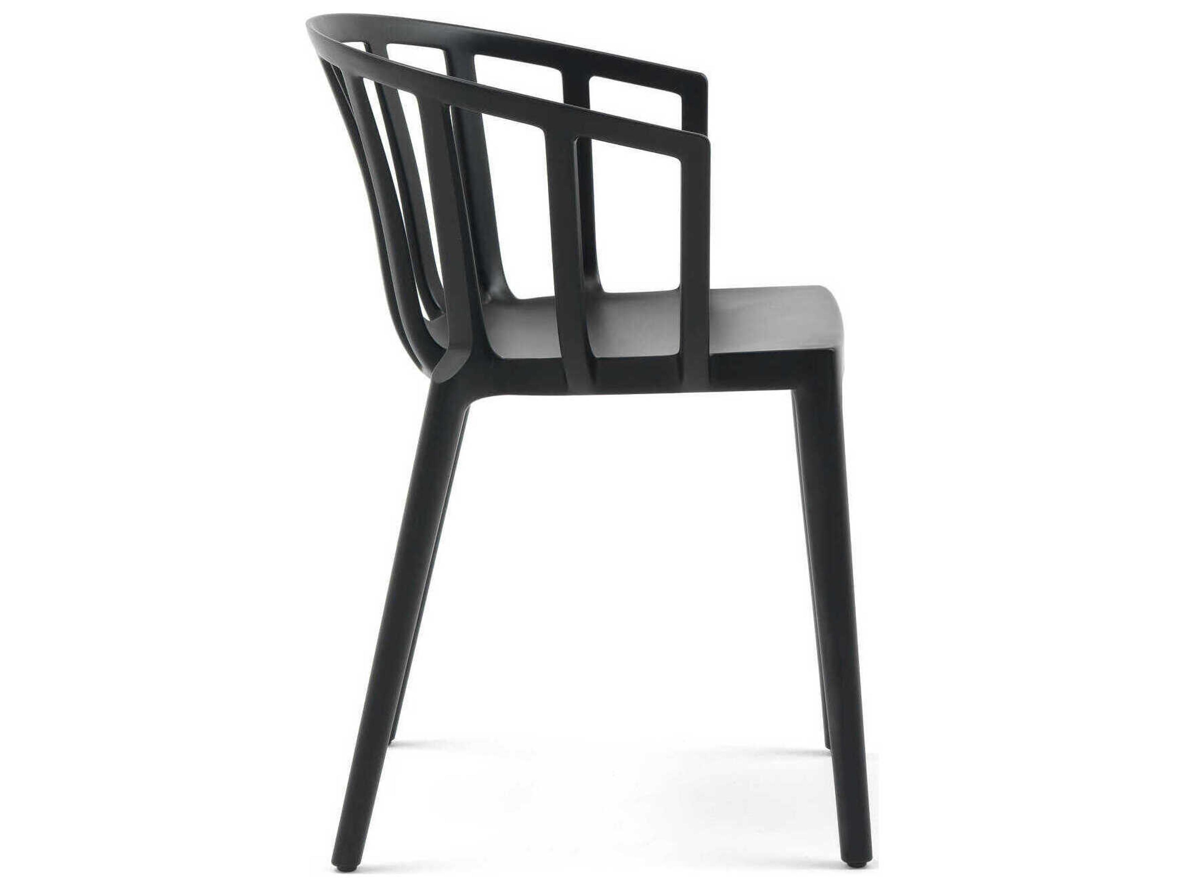 Kartell Outdoor Venice Matte Black Resin Dining Arm Chair  (Sold in 2)