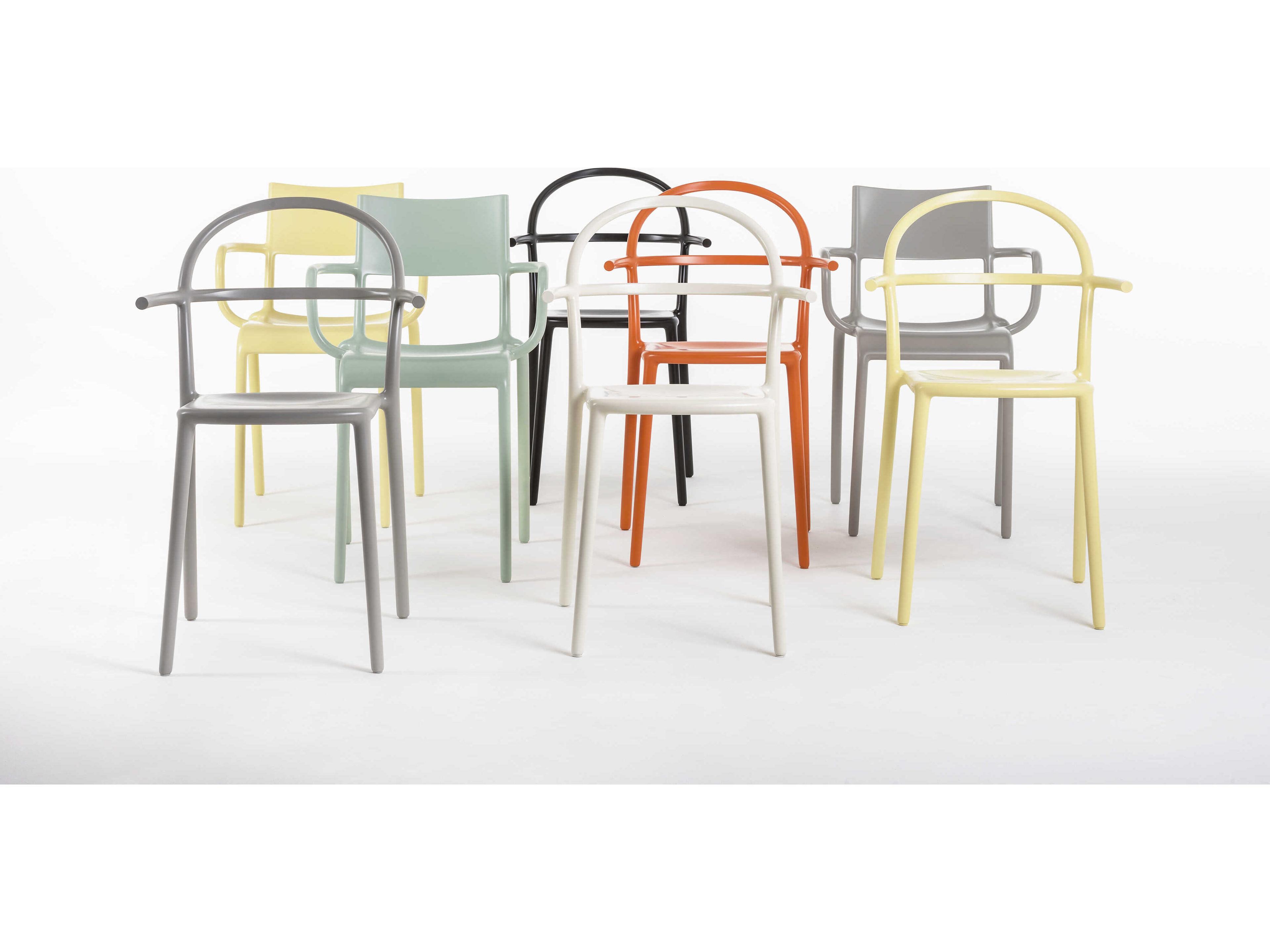Kartell Outdoor Generic White Resin Dining Arm Chair  (Sold in 2)