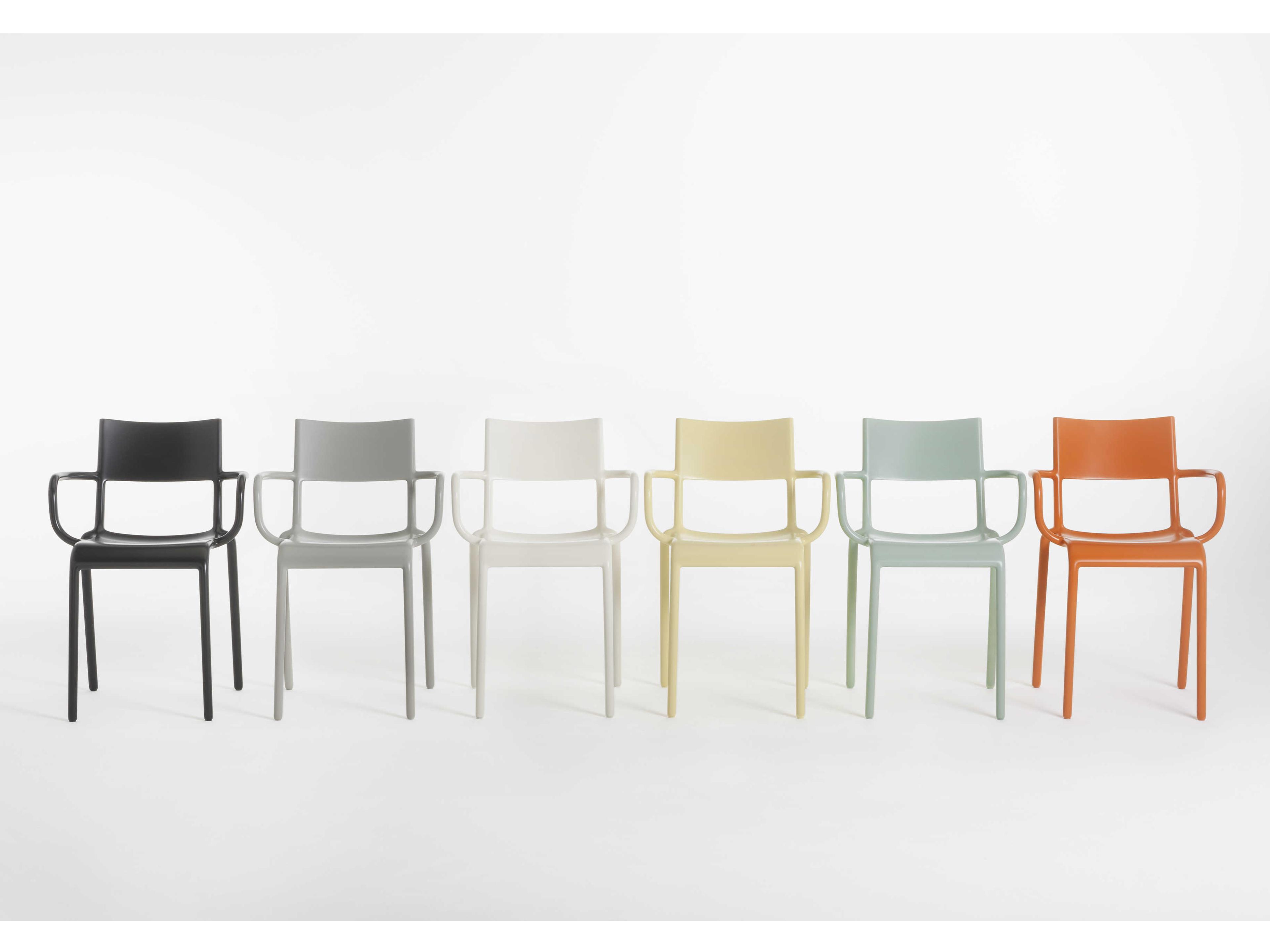 Kartell Outdoor Generic White Resin Dining Arm Chair  (Sold in 2)