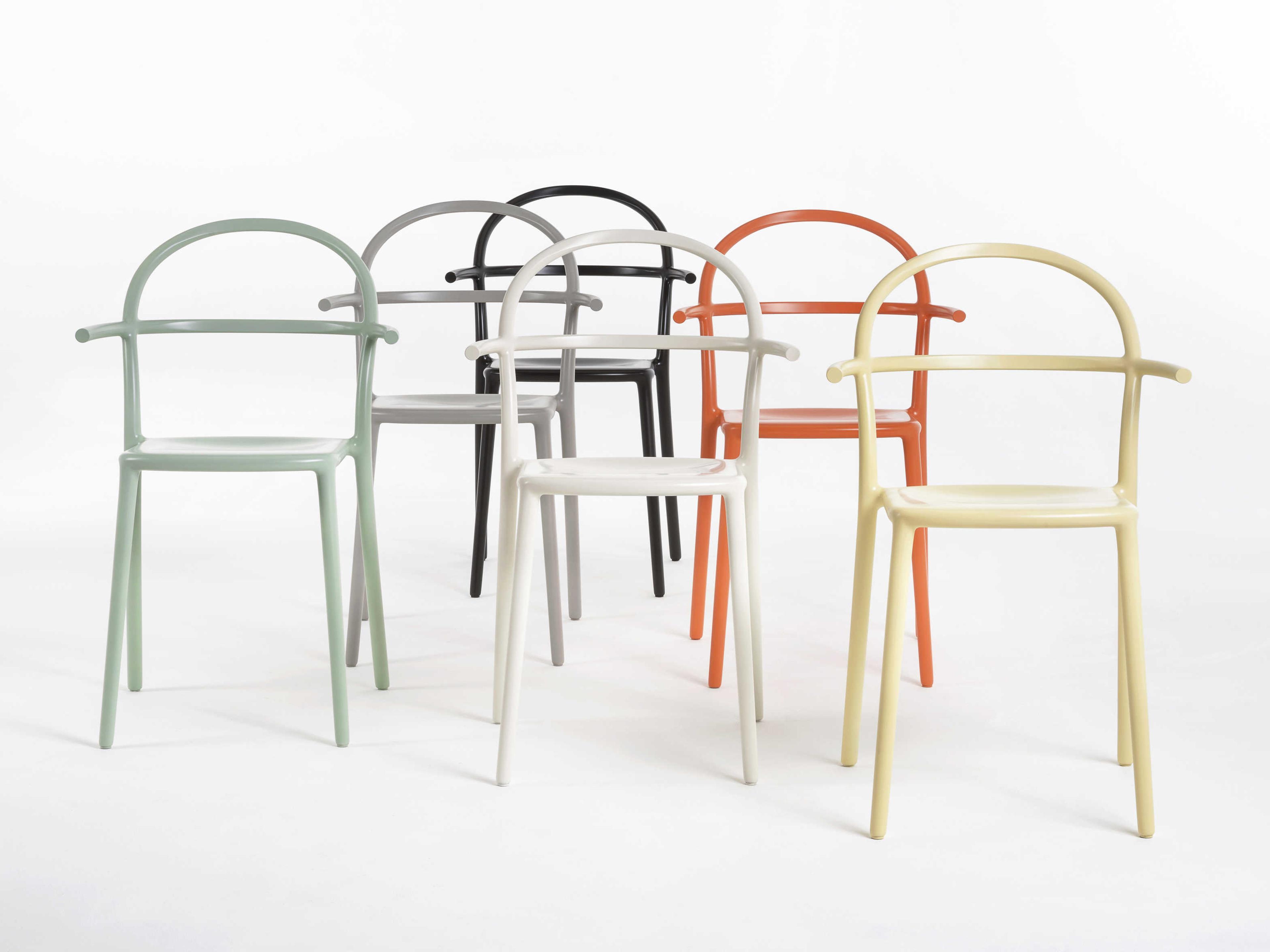 Kartell Outdoor Generic Gray Resin Dining Arm Chair  (Sold in 2)