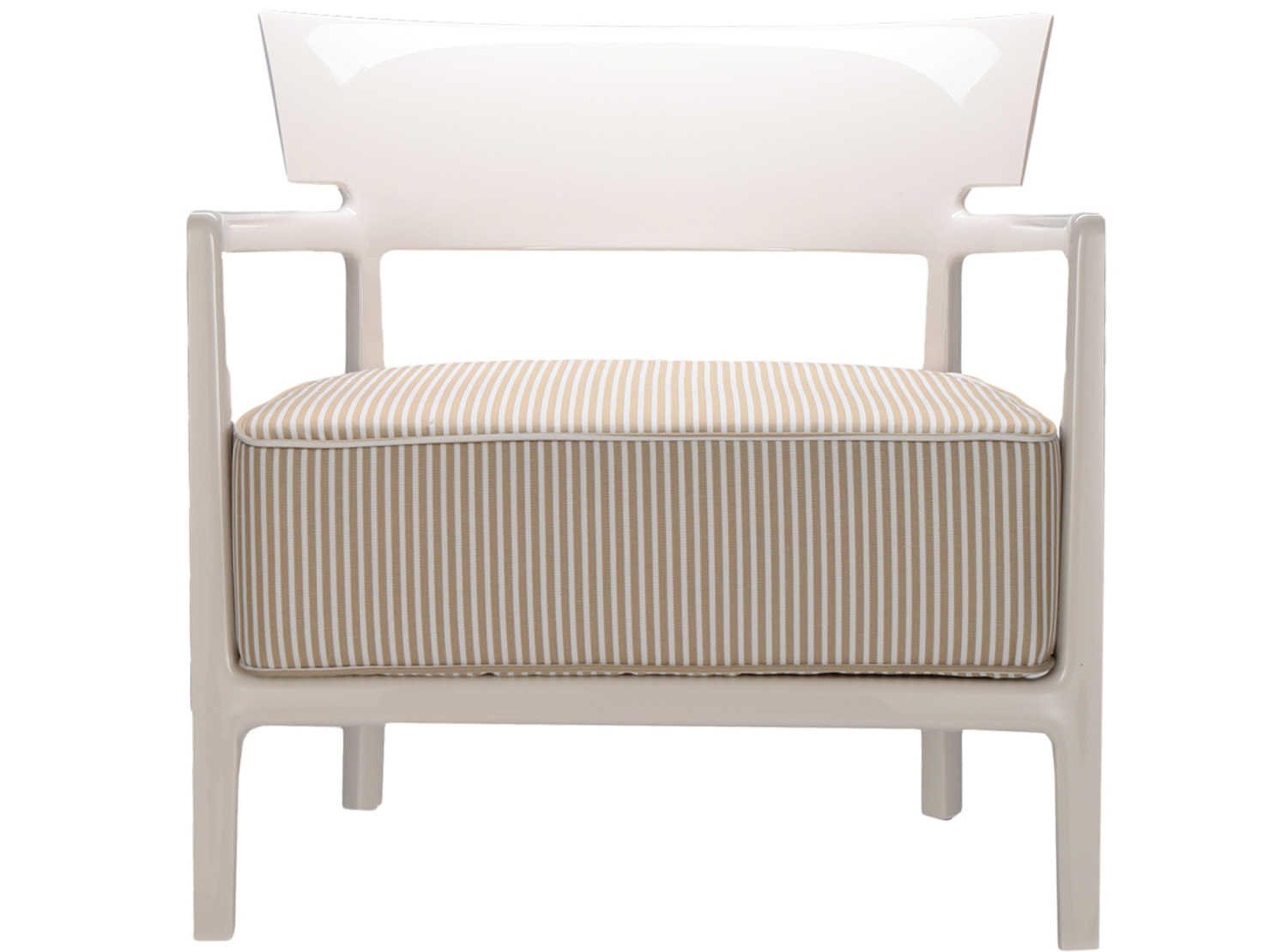 Kartell Outdoor Cara Ivory / Beige Resin Cushion Lounge Chair