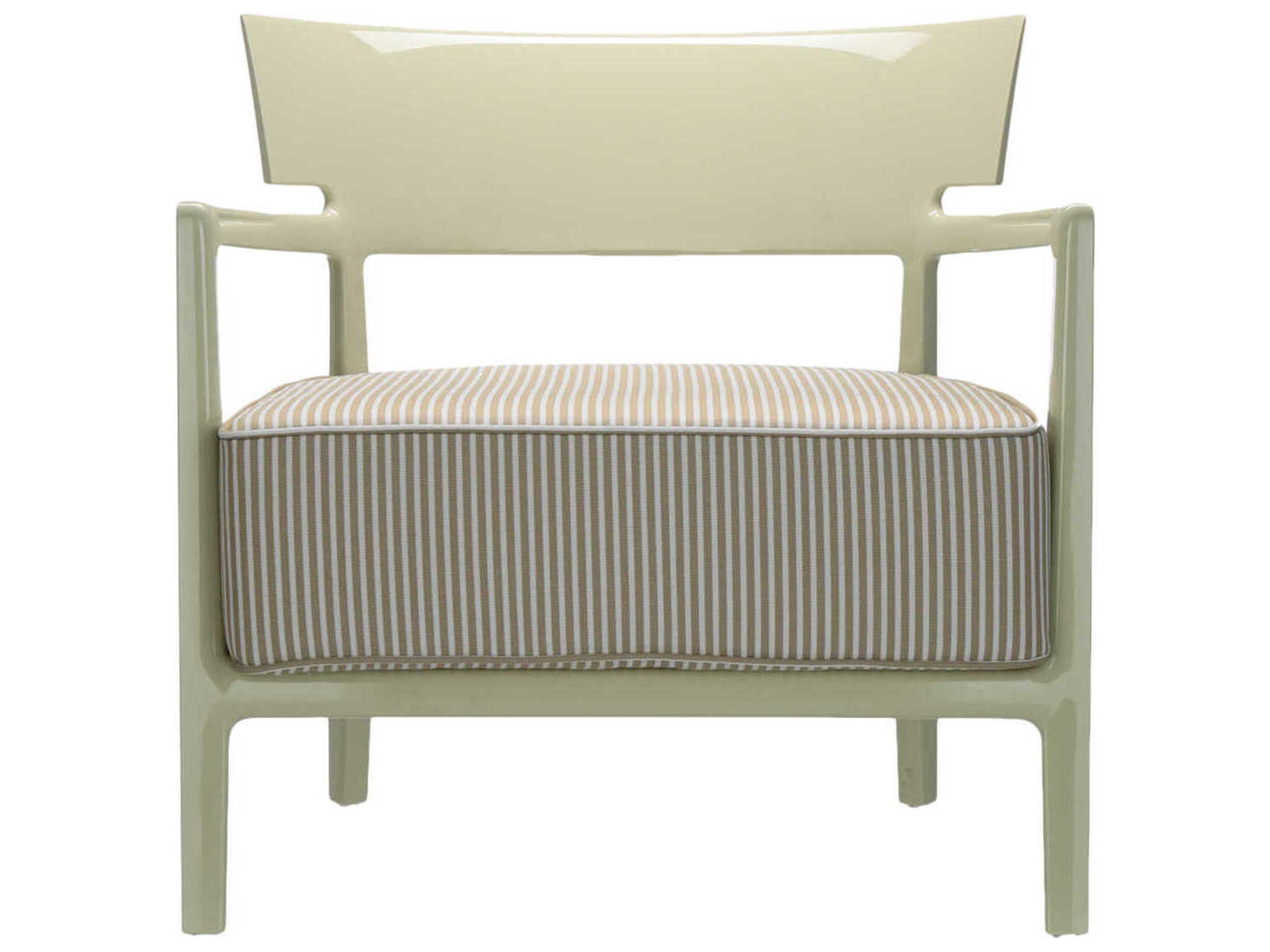 Kartell Outdoor Cara Pale Green / Beige Resin Cushion Lounge Chair