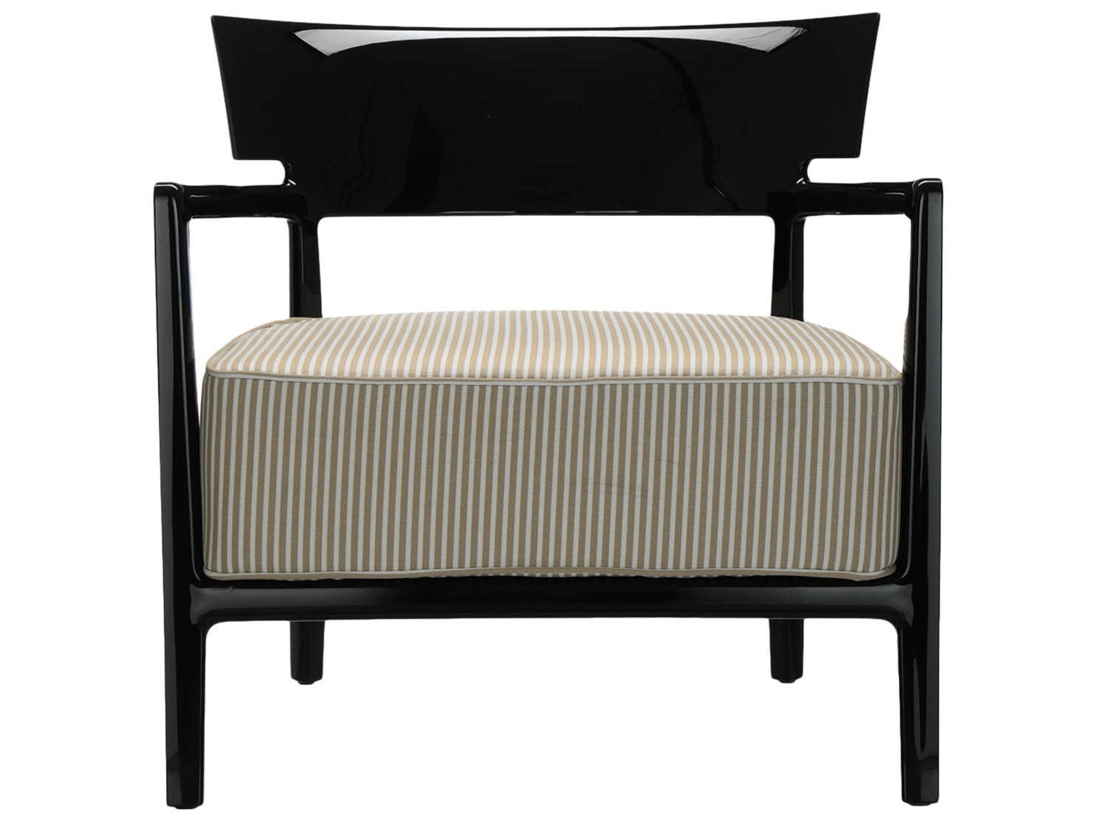Kartell Outdoor Cara Black / Beige Resin Cushion Lounge Chair