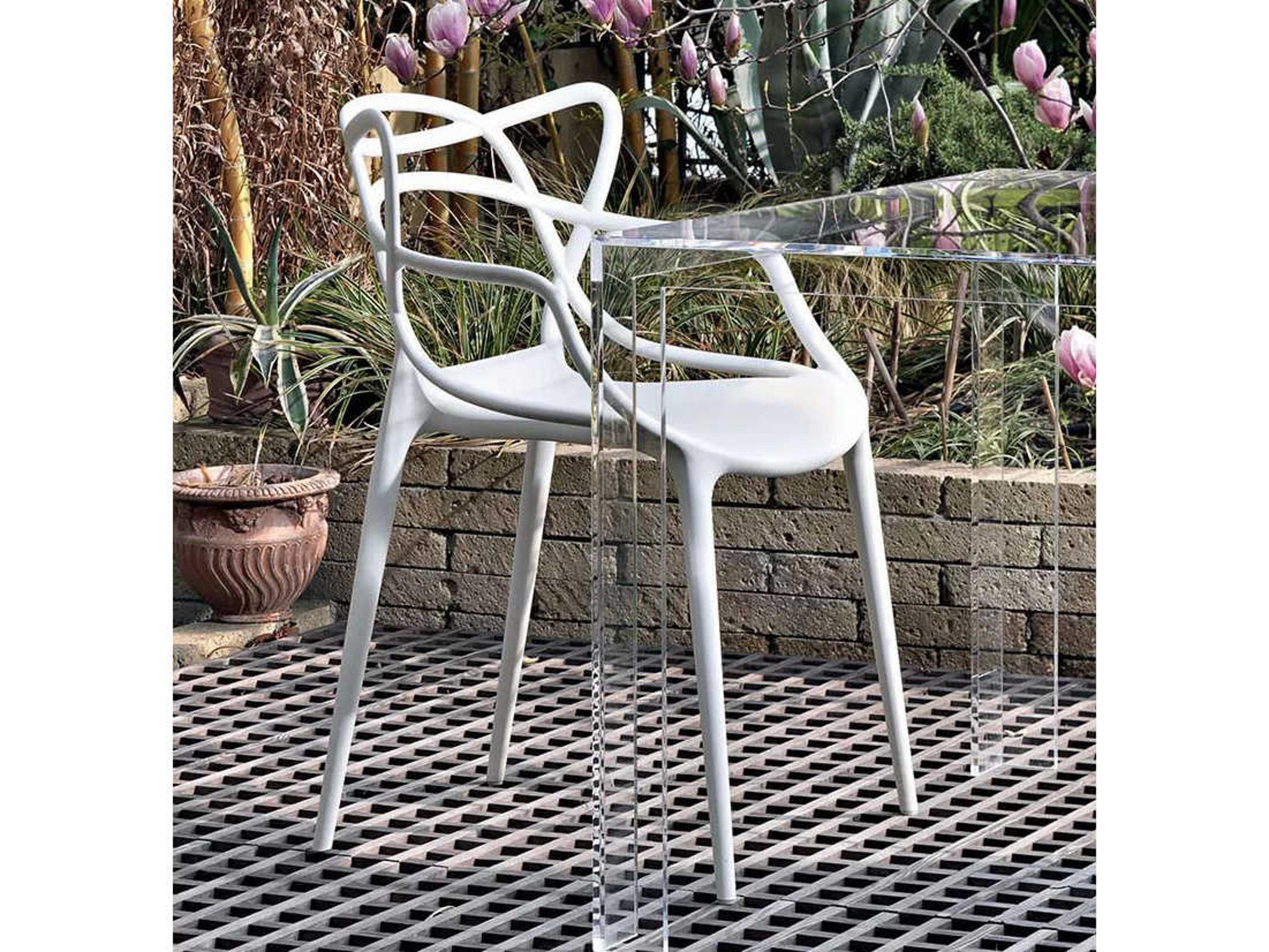 Kartell Outdoor Masters Opaque White Resin Dining Chair  (Sold in 2)