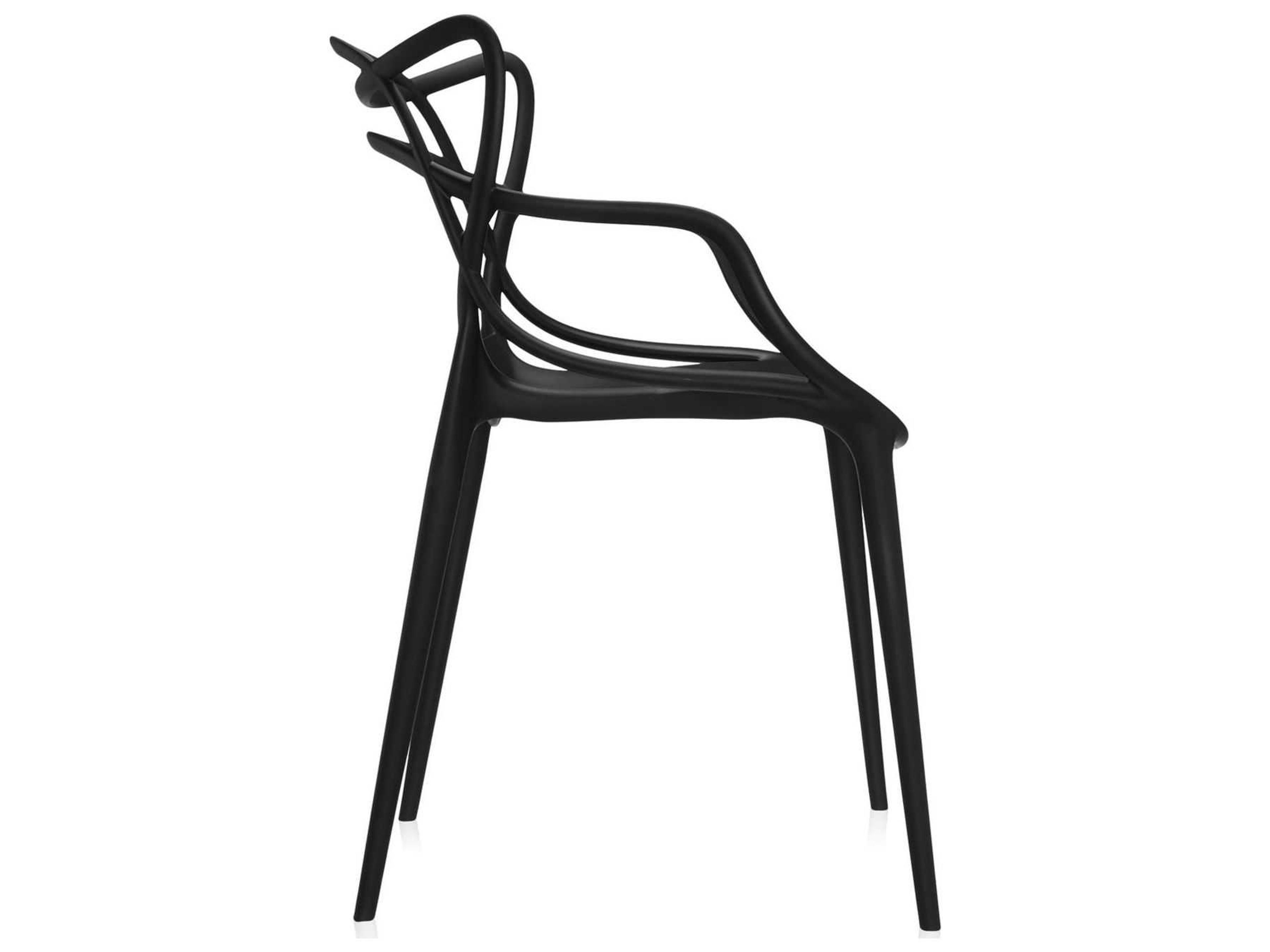 Kartell Outdoor Masters Opaque Black Resin Dining Chair  (Sold in 2)