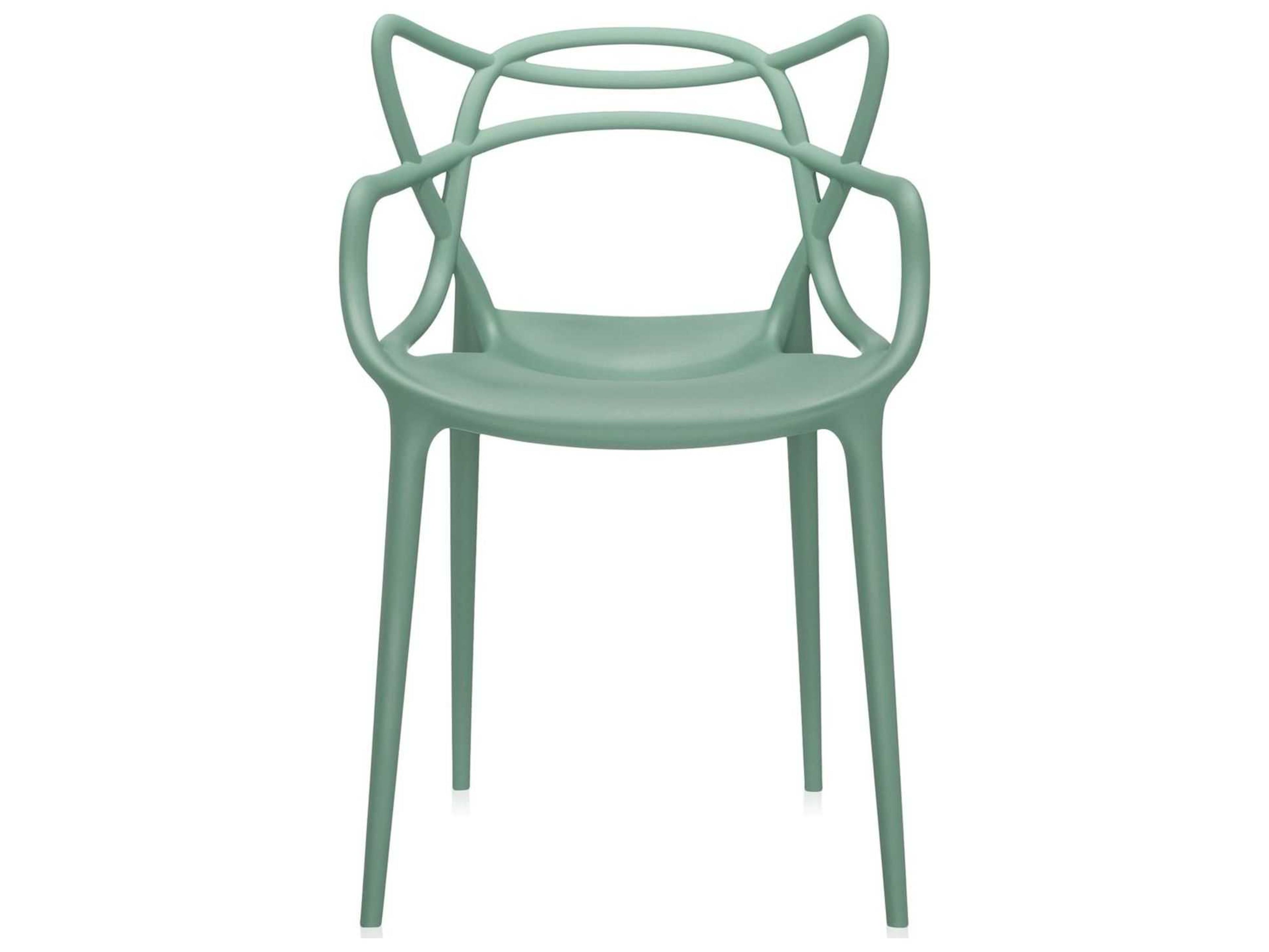 Kartell Outdoor Masters Opaque Sage Green Resin Dining Chair  (Sold in 2)