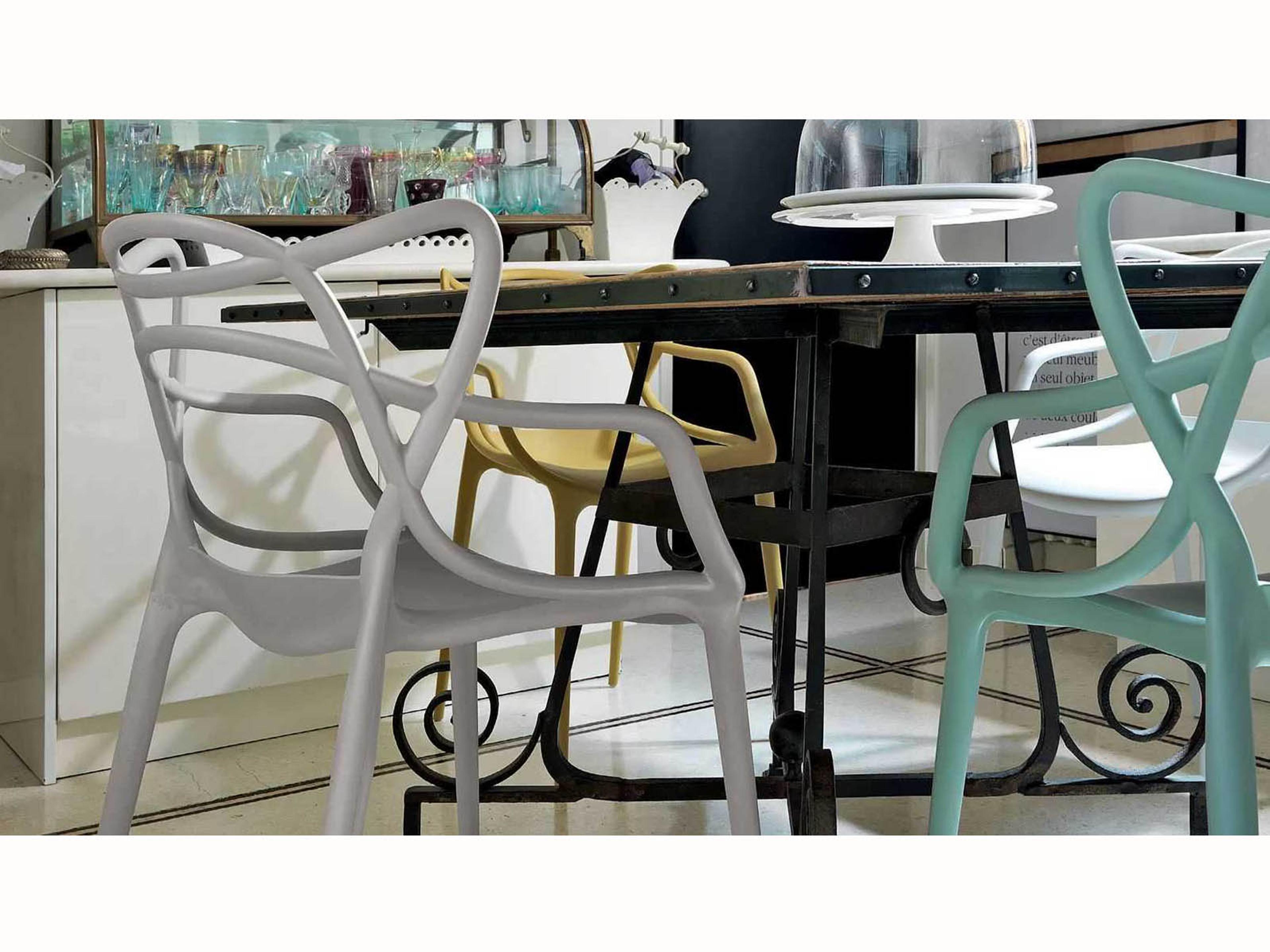 Kartell Outdoor Masters Opaque Sage Green Resin Dining Chair  (Sold in 2)