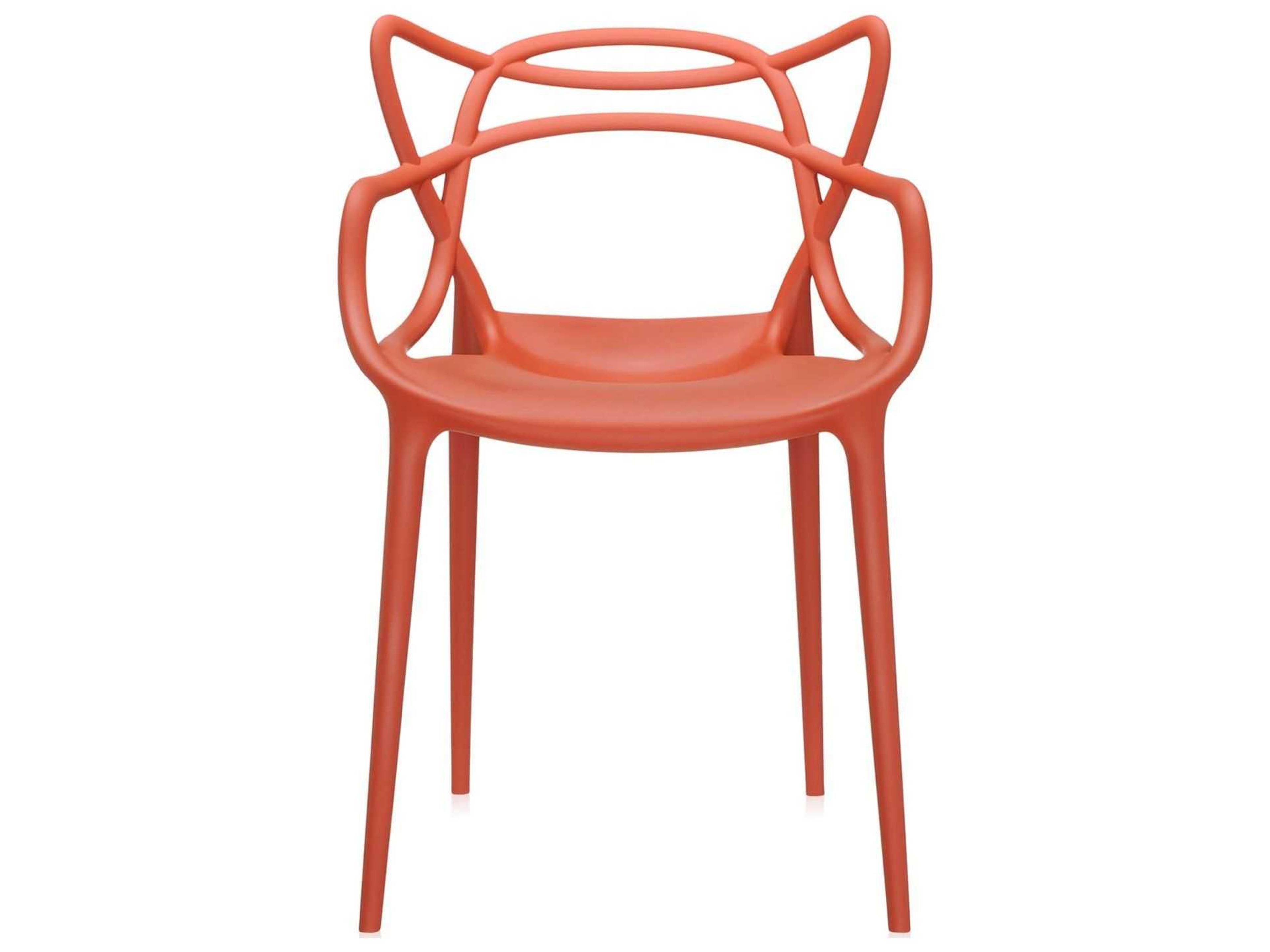 Kartell Outdoor Masters Opaque Rust Orange Resin Dining Chair  (Sold in 2)