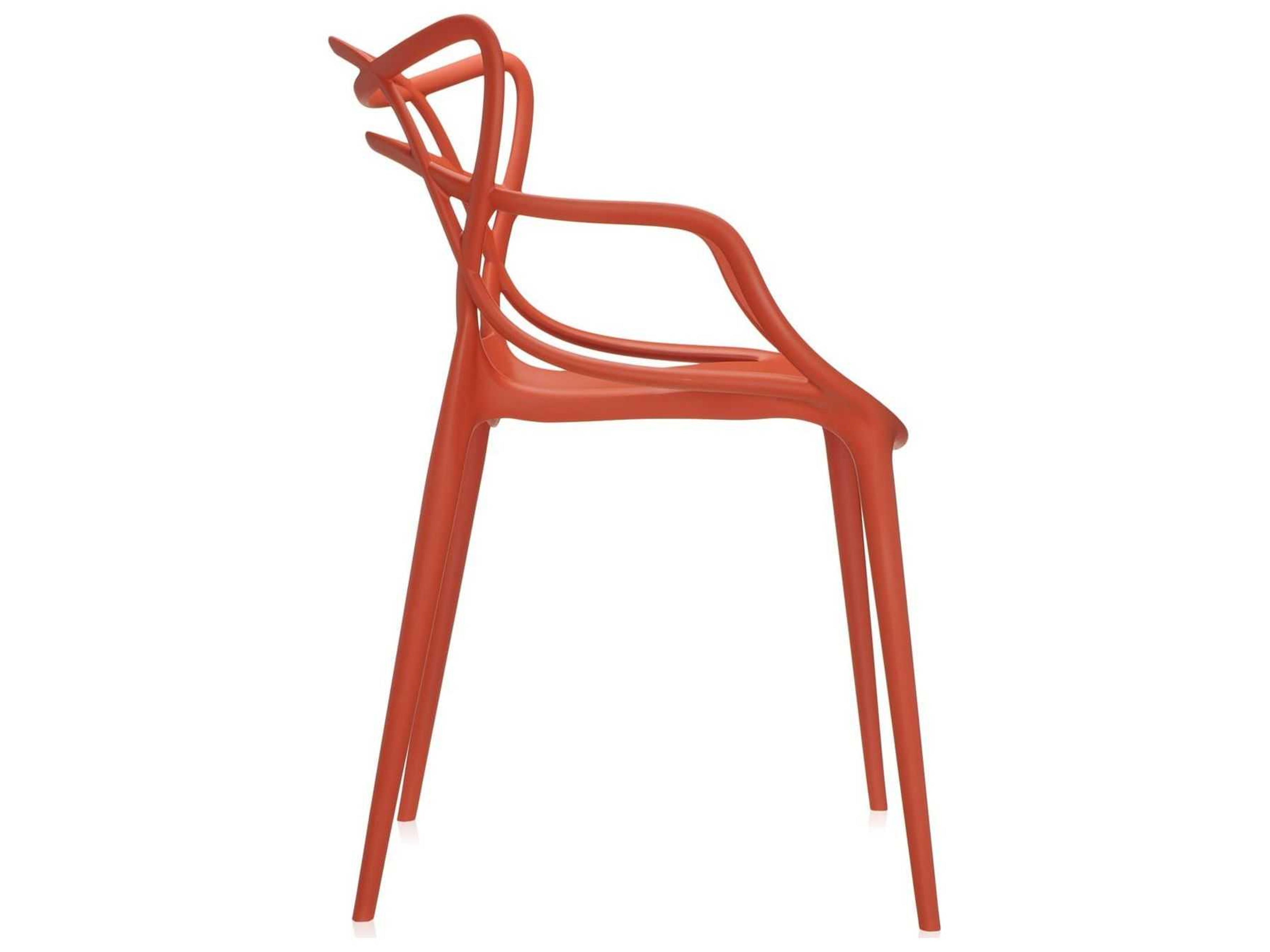 Kartell Outdoor Masters Opaque Rust Orange Resin Dining Chair  (Sold in 2)