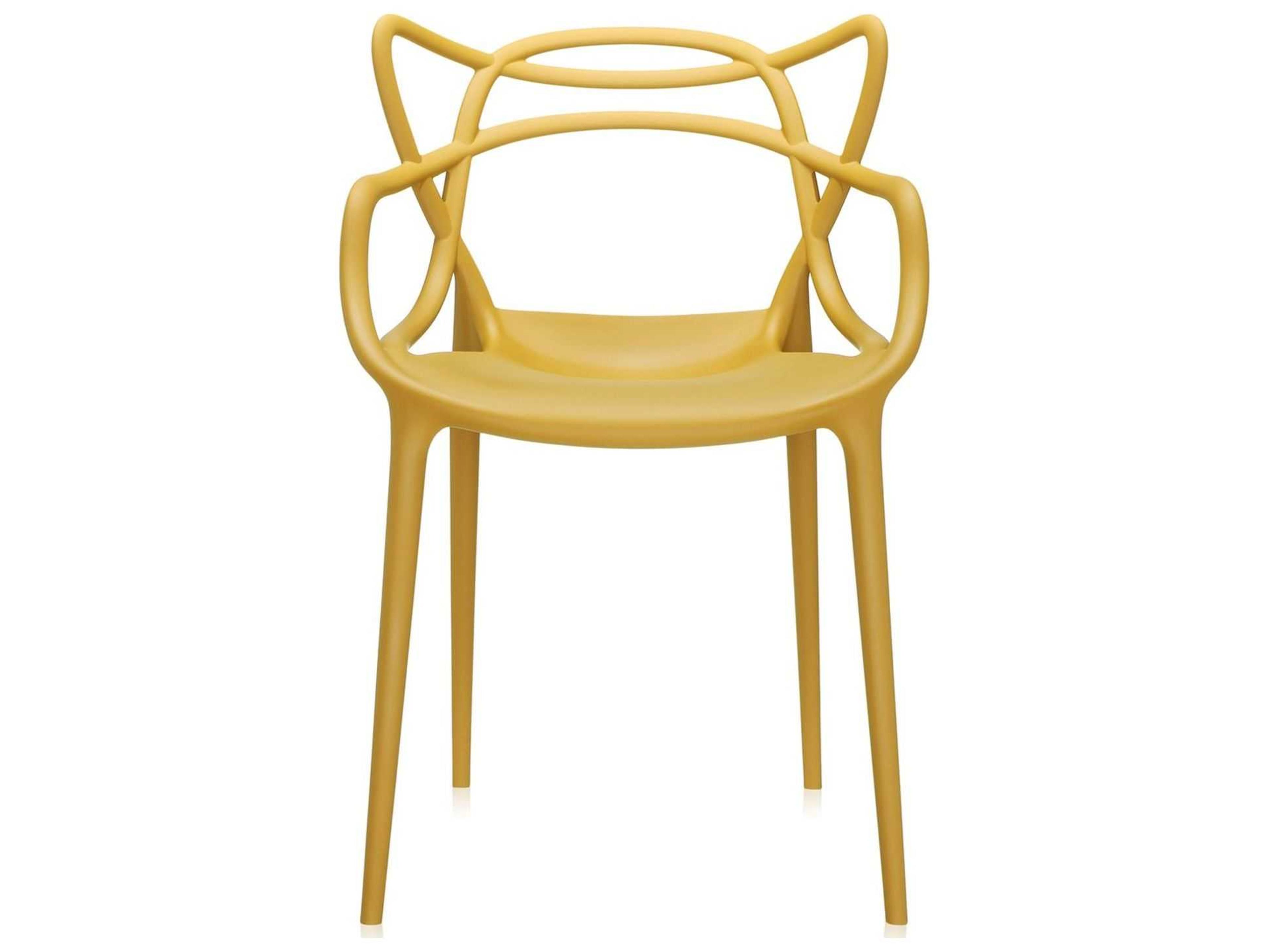 Kartell Outdoor Masters Opaque Mustard Resin Dining Chair  (Sold in 2)
