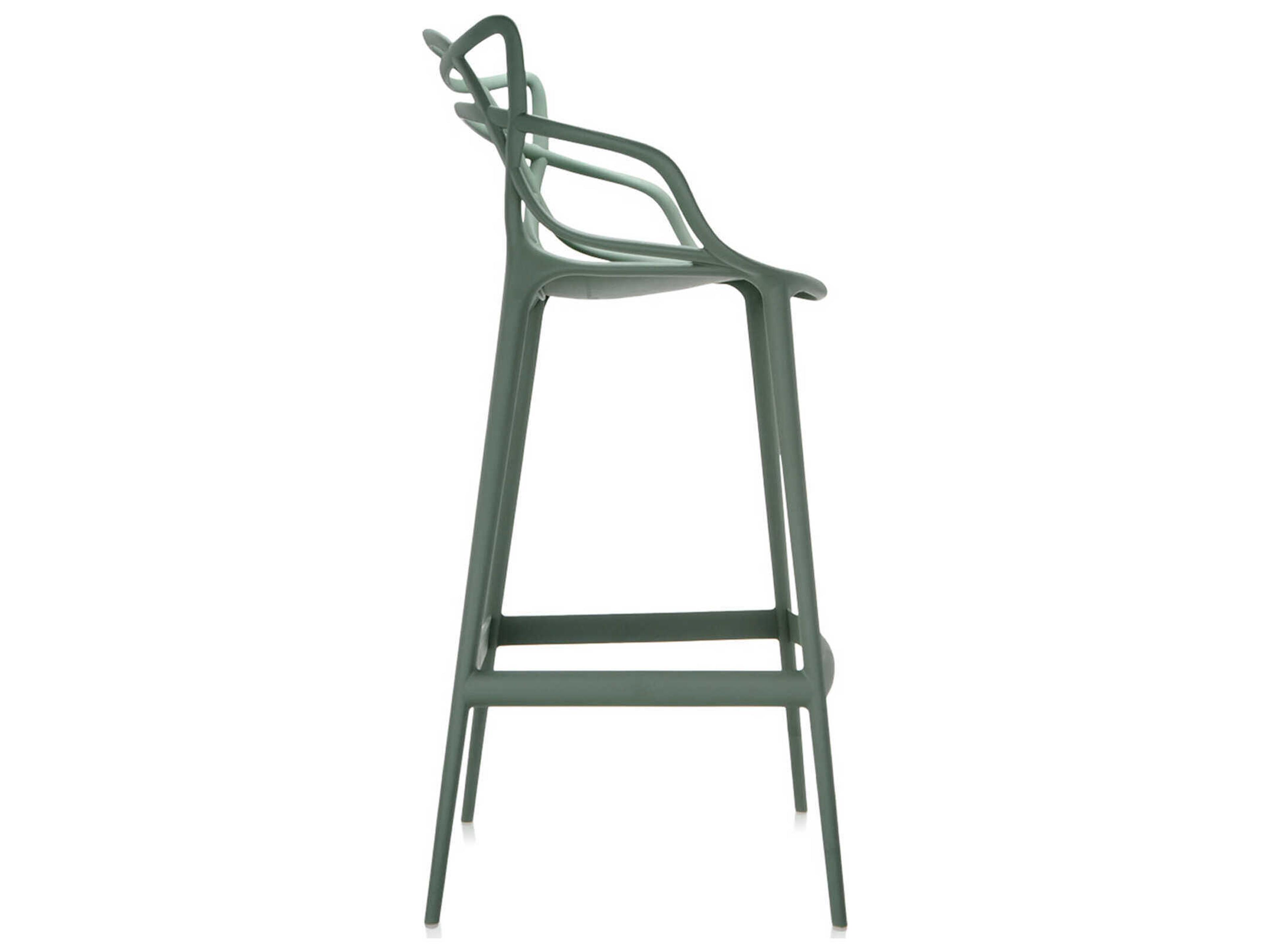 Kartell Outdoor Masters Opaque Sage Green Resin Bar Stool