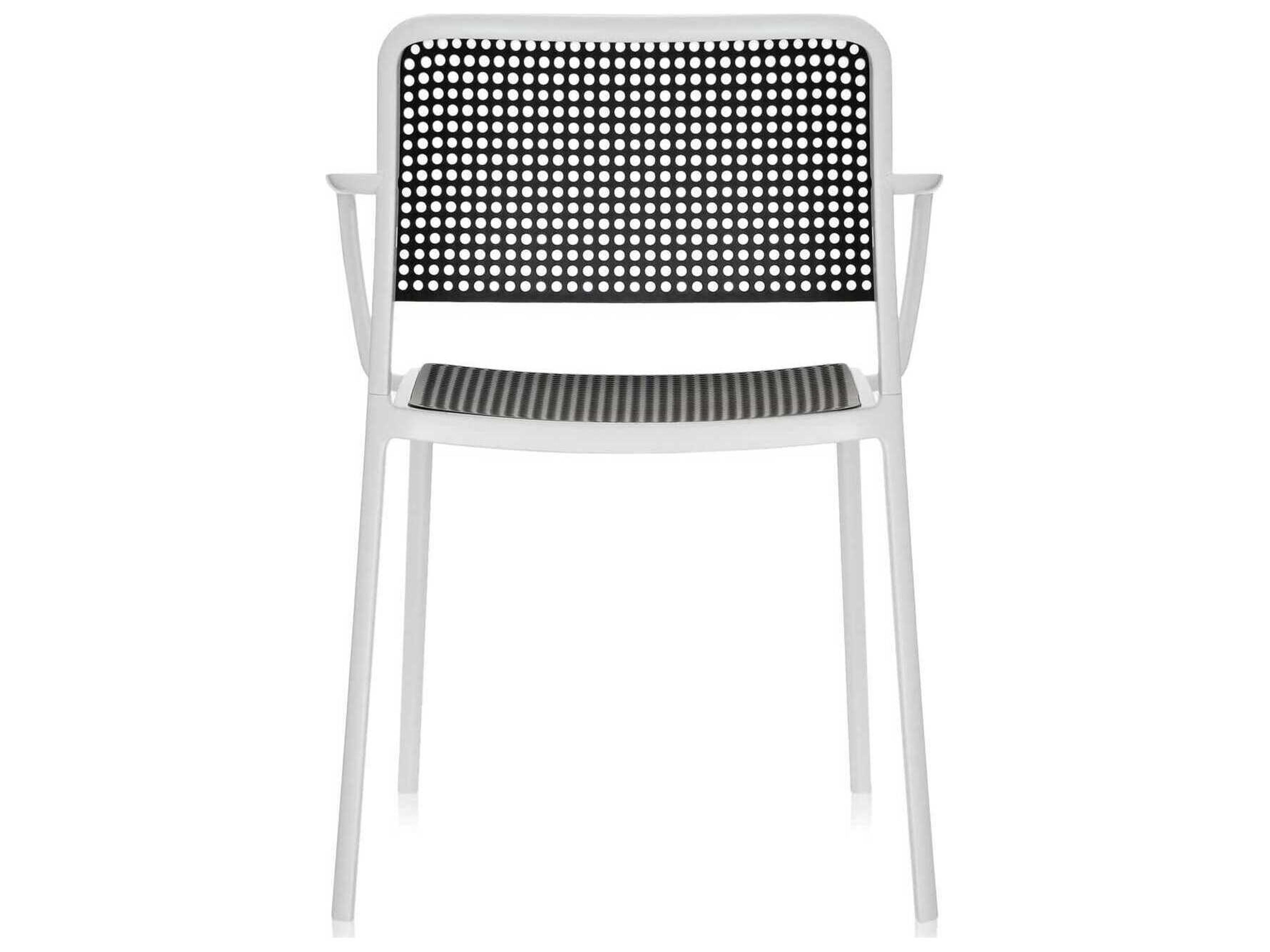 Kartell Outdoor Audrey White & Black Aluminum Dining Arm Chair  (Sold in 2)