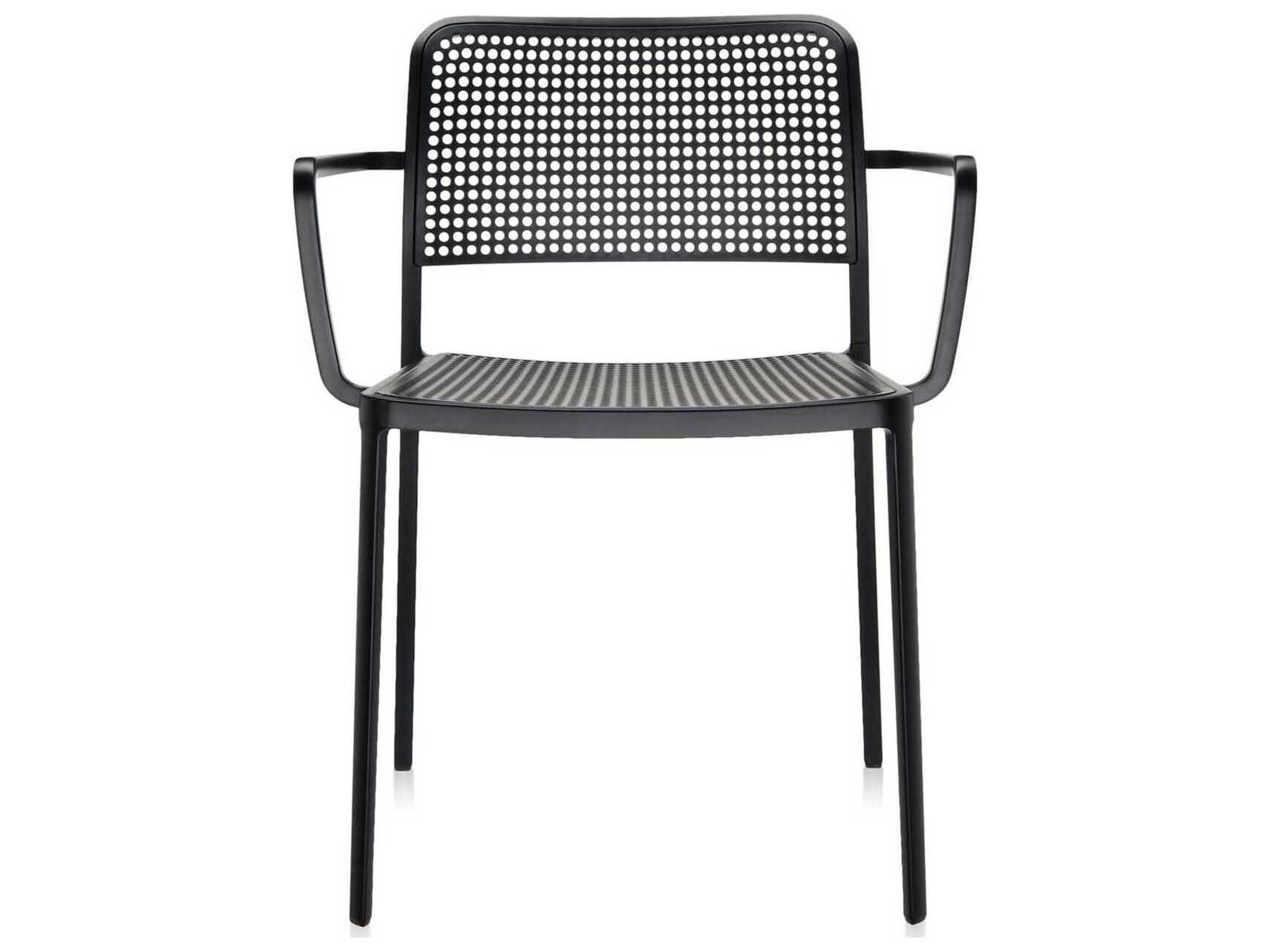Audrey Black Aluminum Dining Arm Chair  (Sold in 2)