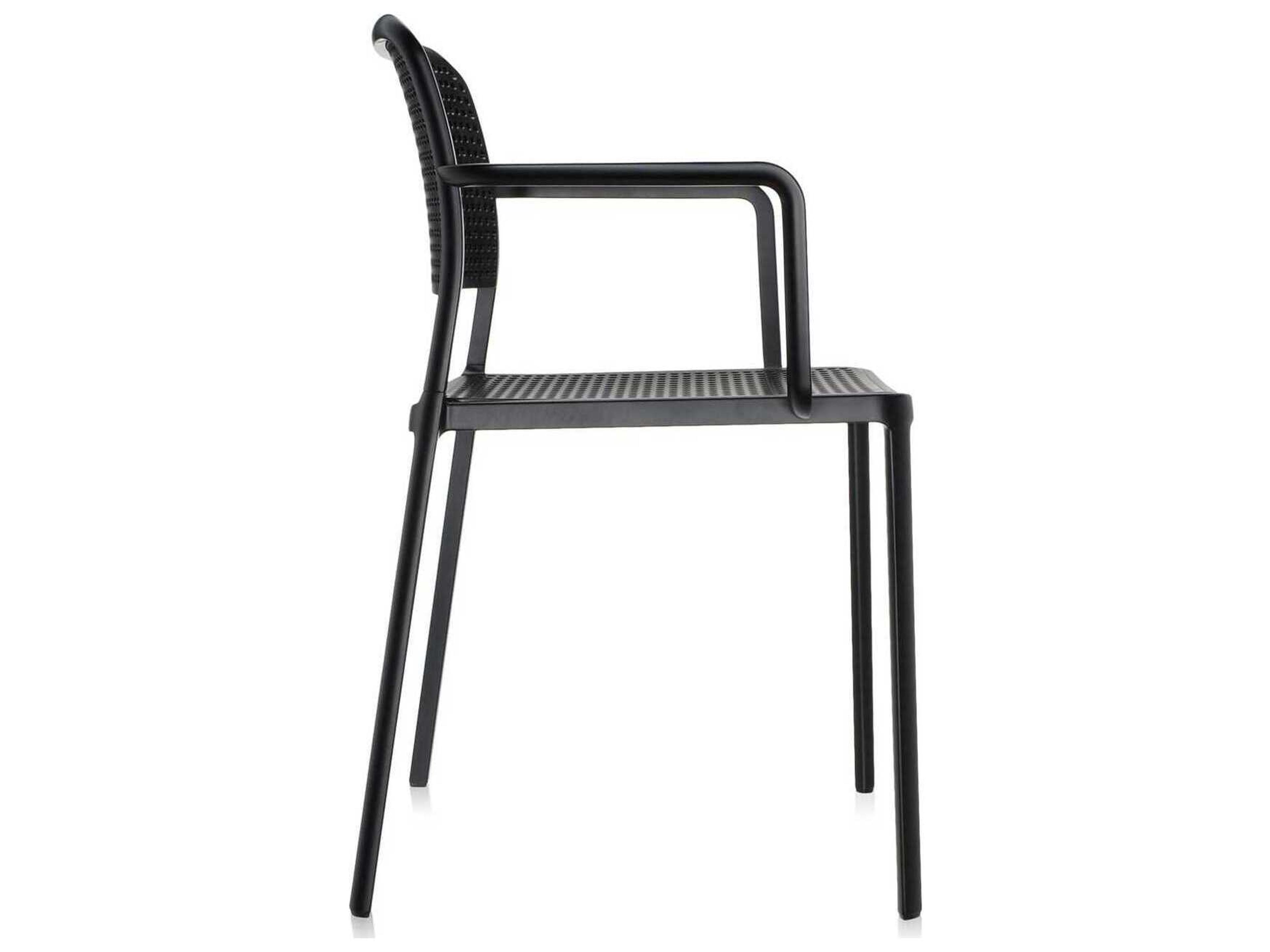 Kartell Outdoor Audrey Black Aluminum Dining Arm Chair  (Sold in 2)