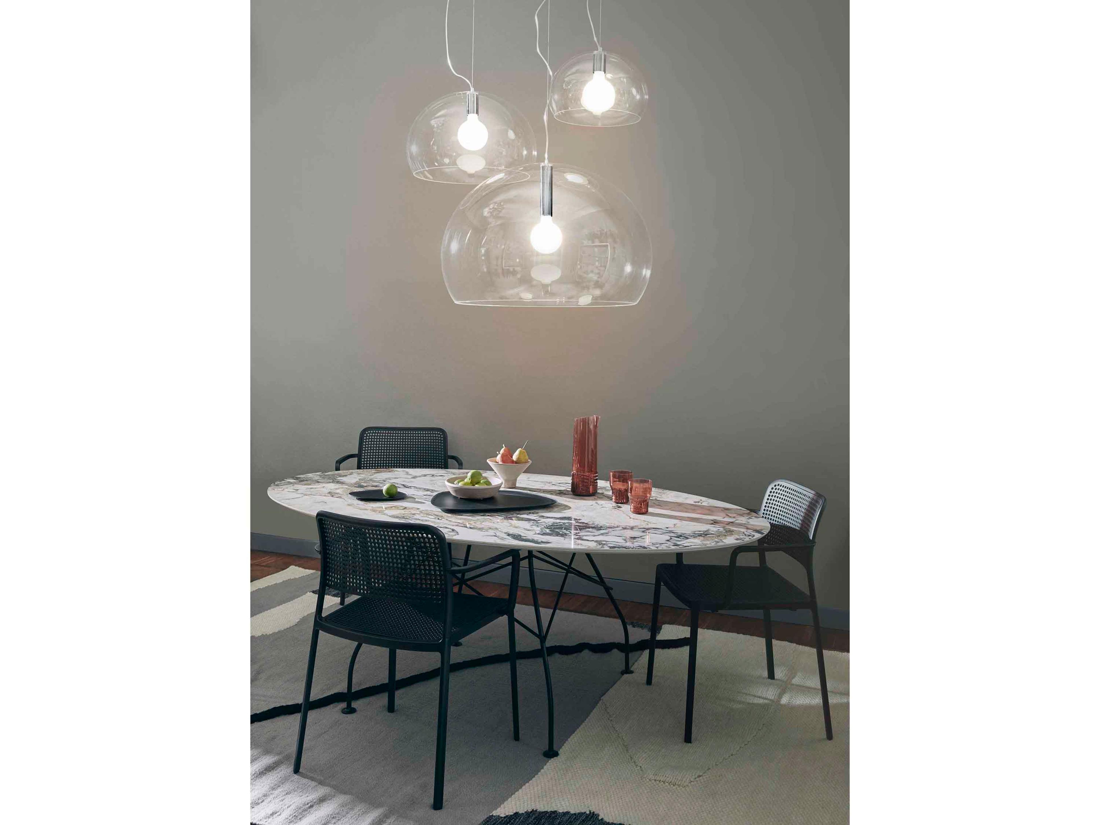 Kartell Outdoor Audrey Black Aluminum Dining Arm Chair  (Sold in 2)