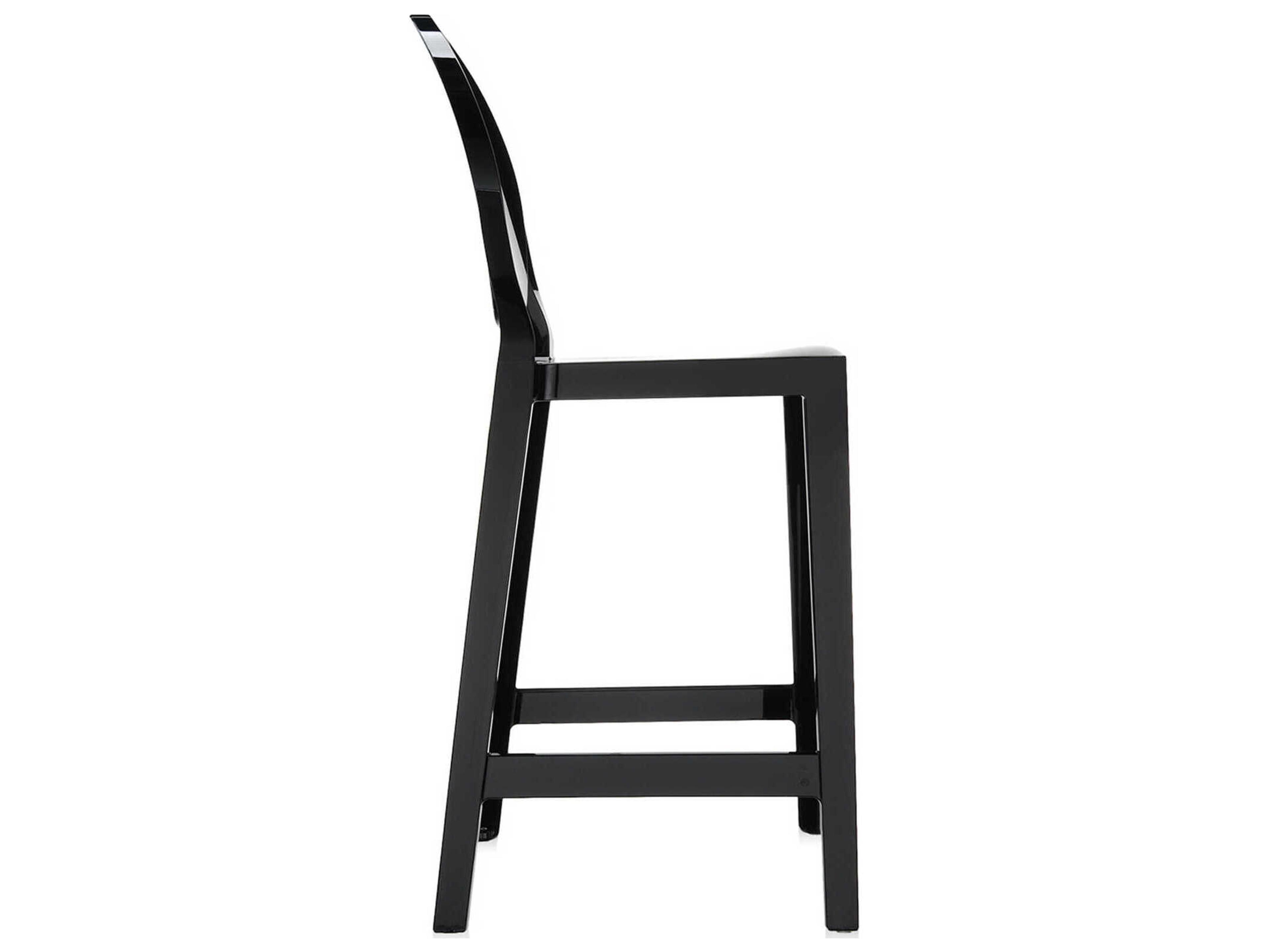 Kartell Outdoor One More Opaque Black Resin Counter Stool  (Sold in 2)