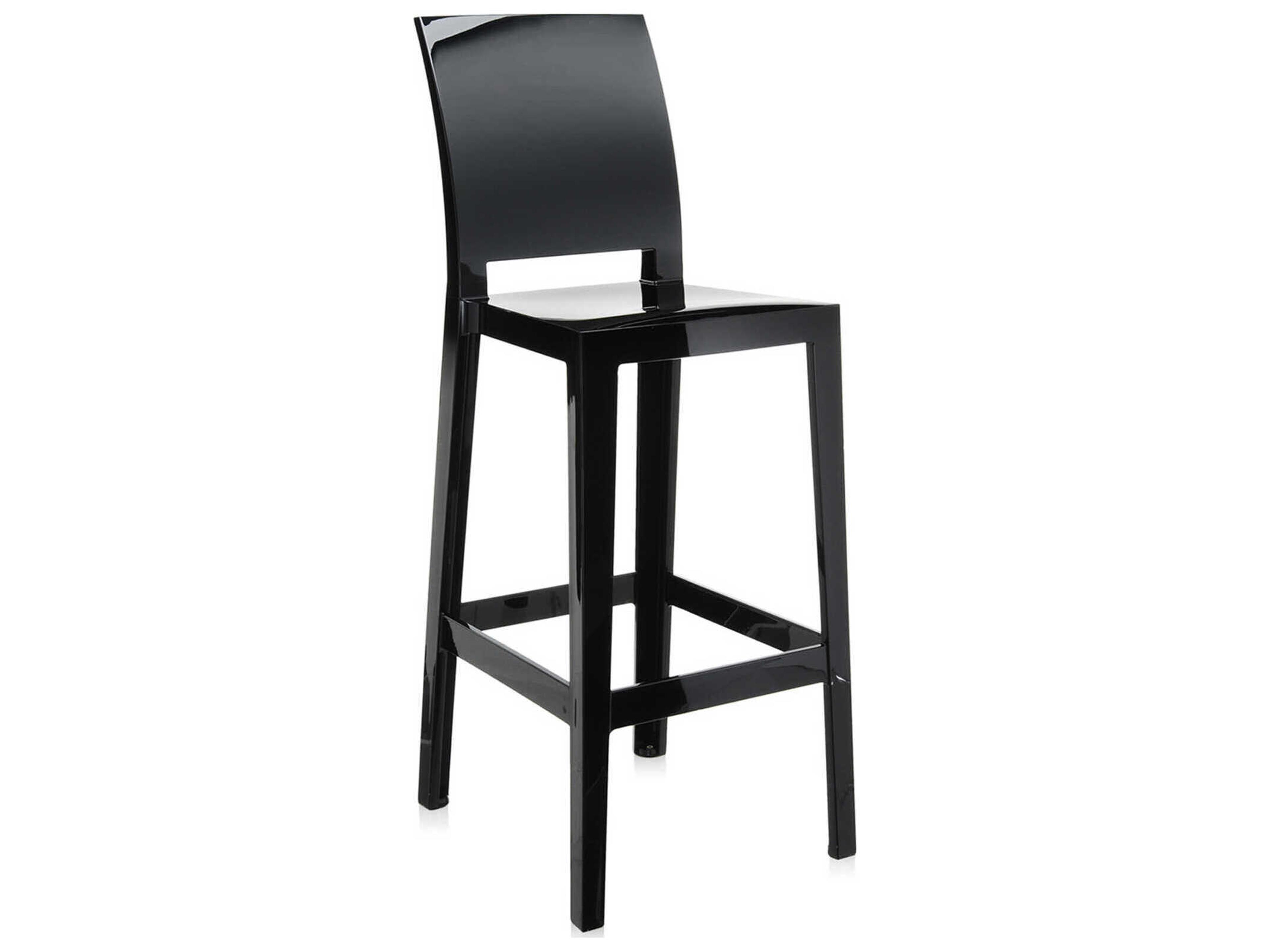 One More Opaque Black Resin Bar Stool  (Sold in 2)