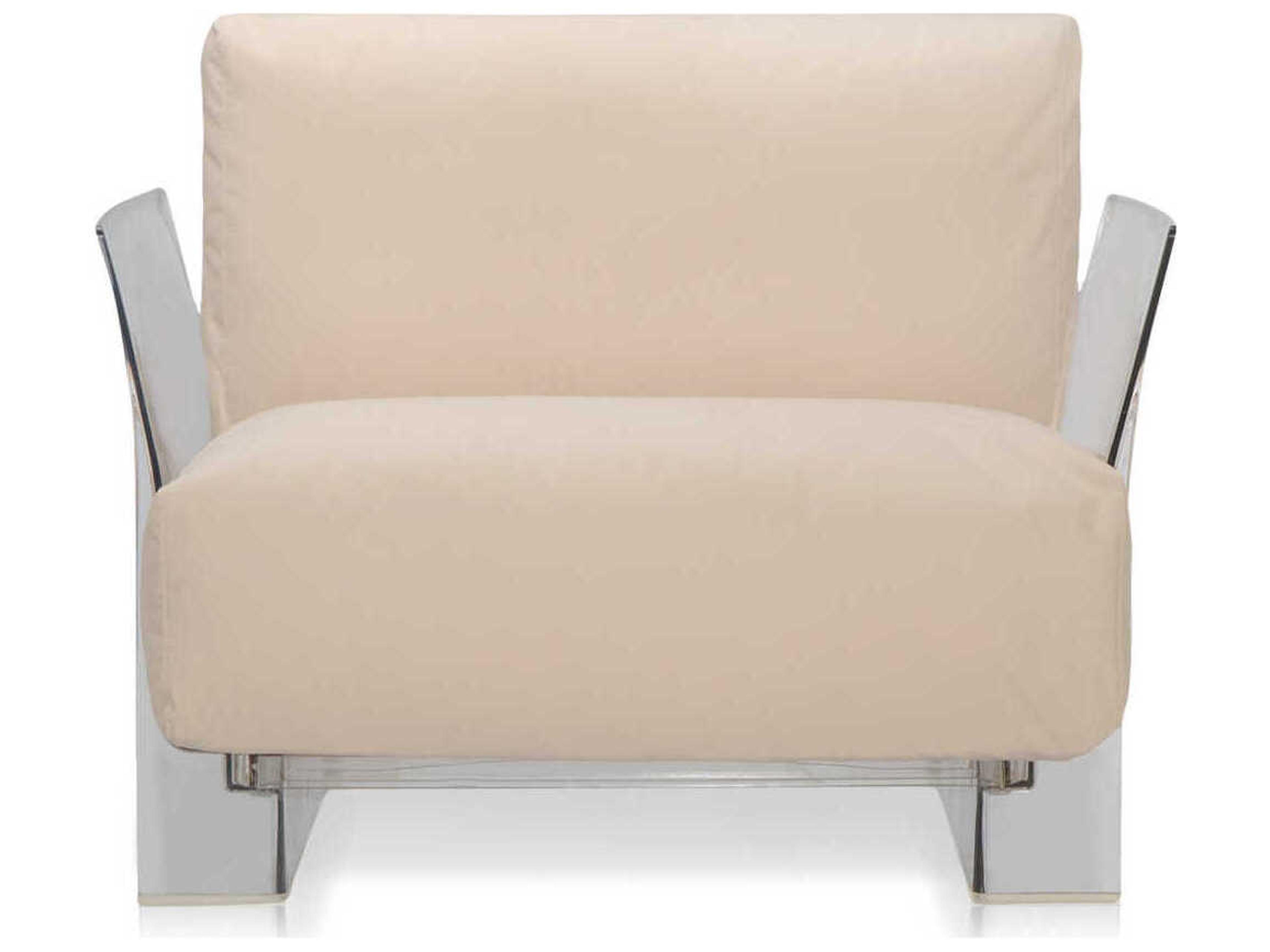 Kartell Outdoor Pop Transparent / Sunbrella Fabric Dove Gray Lounge Chair