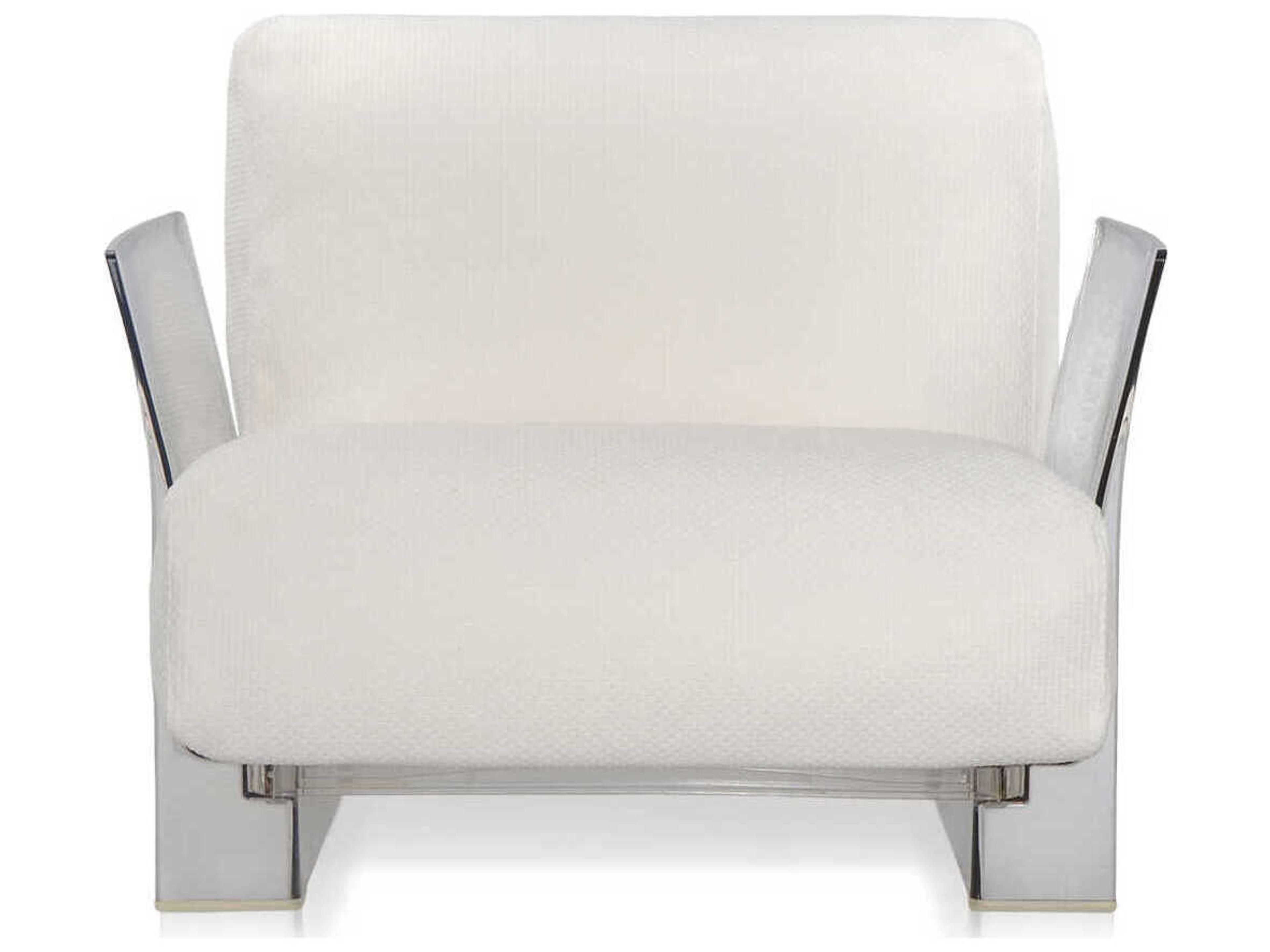 Kartell Outdoor Pop Transparent / Ikon Fabric White Lounge Chair