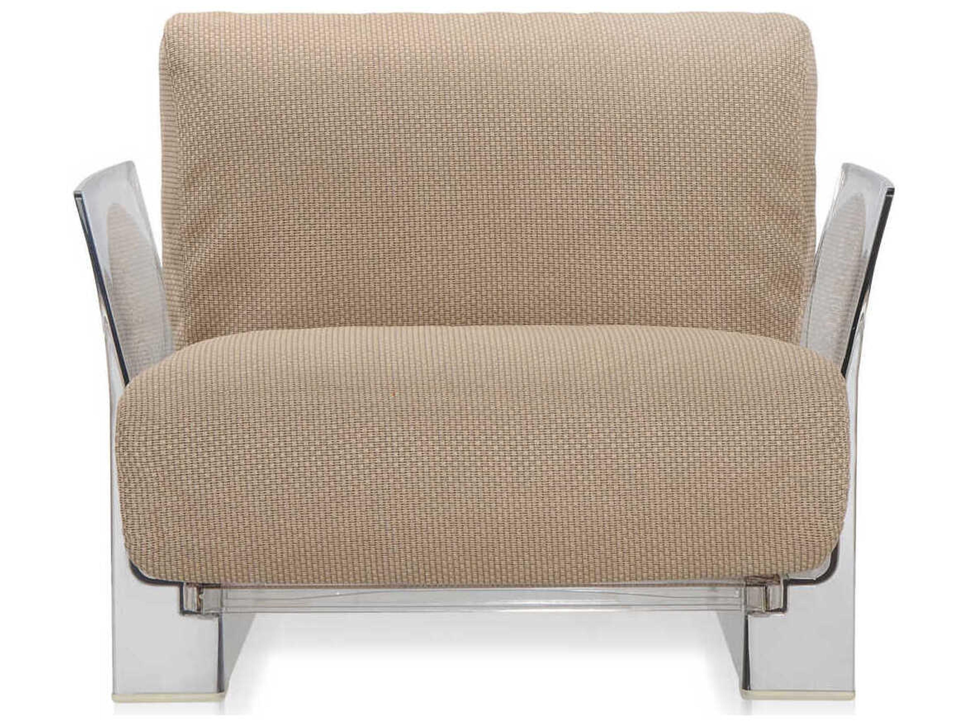 Kartell Outdoor Pop Transparent / Ikon Fabric Dove Gray Lounge Chair