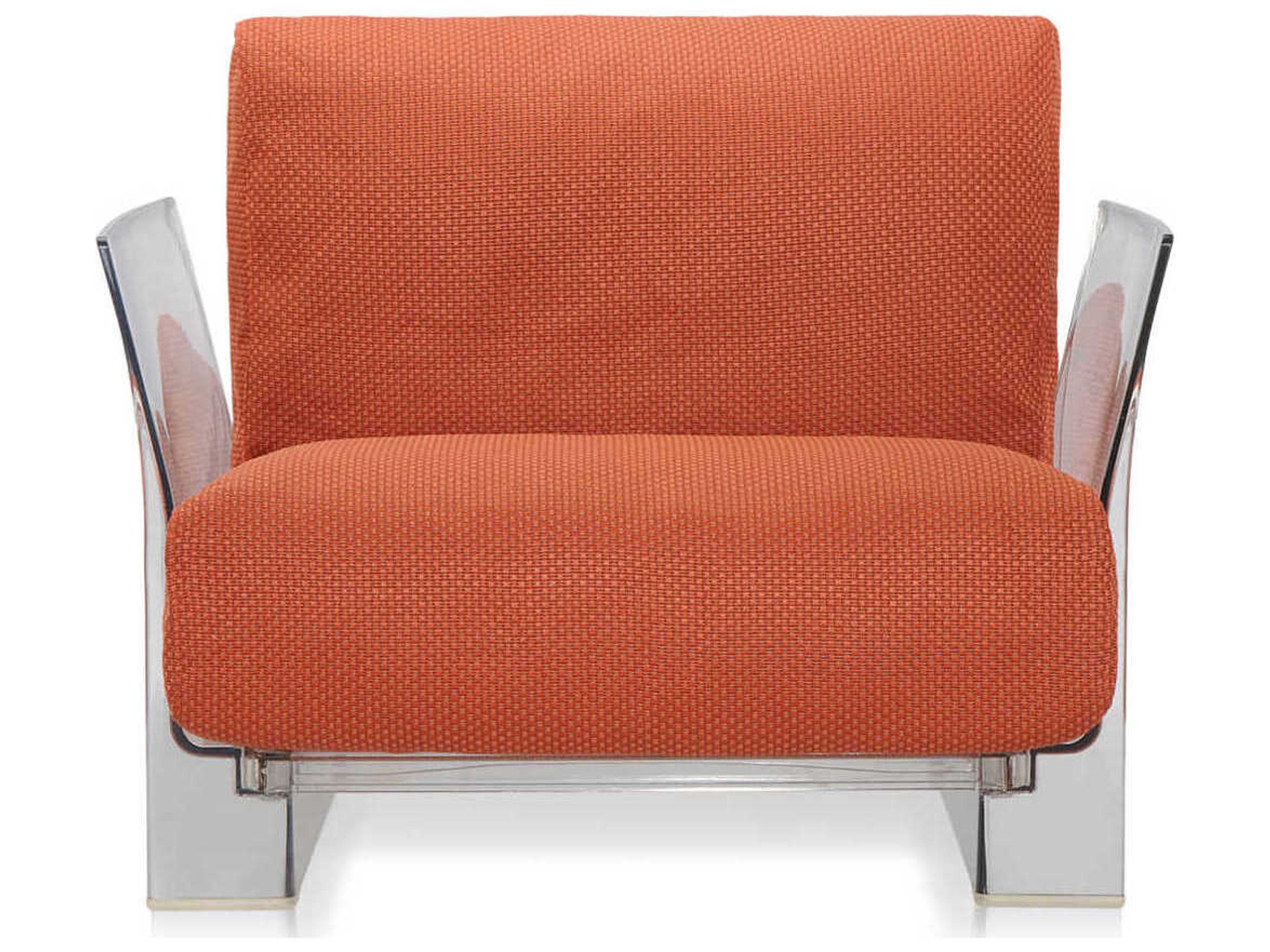 Kartell Outdoor Pop Transparent / Ikon Fabric Orange Lounge Chair