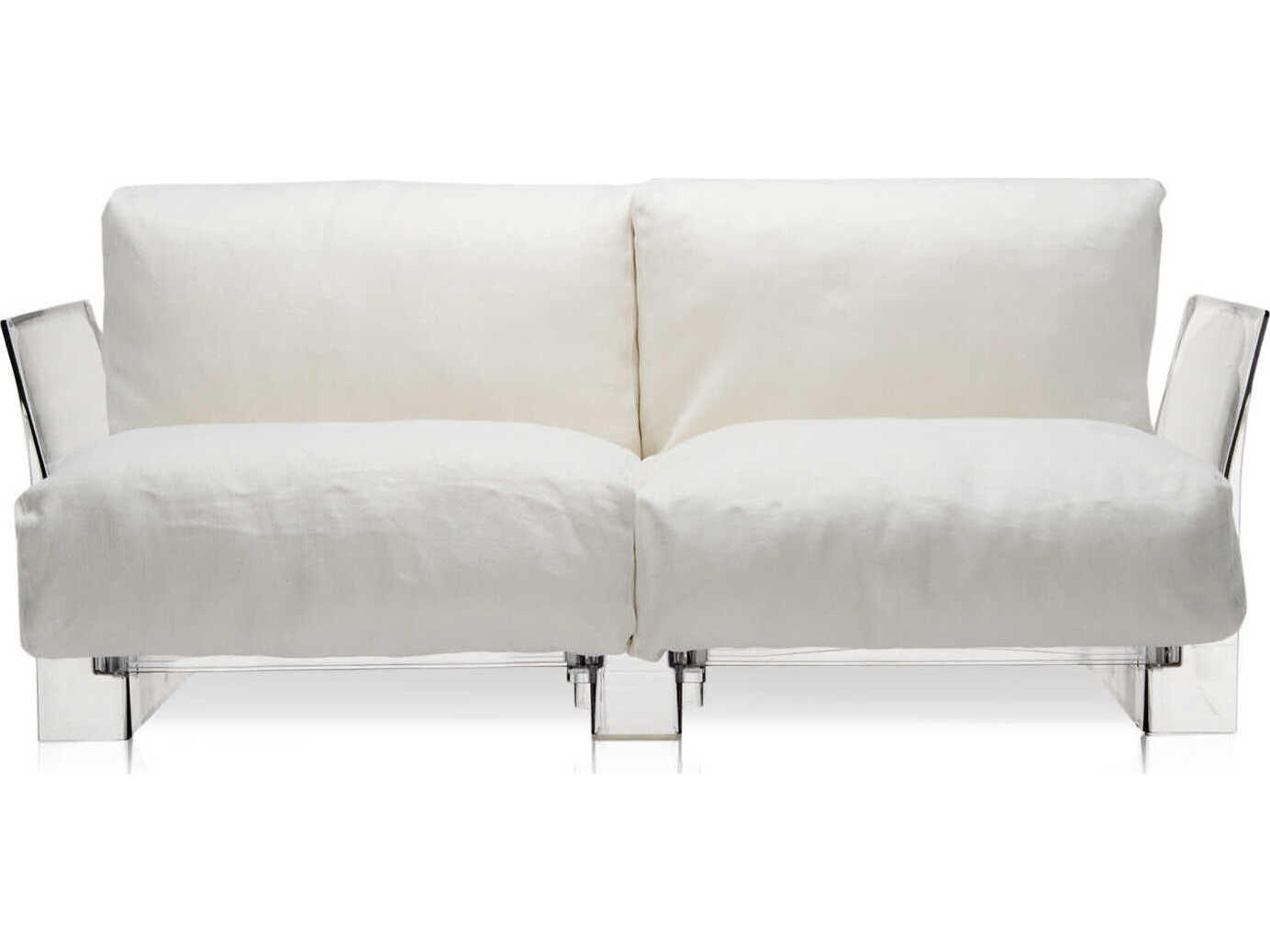 Kartell Outdoor Pop Transparent / Sunbrella Fabric White Loveseat
