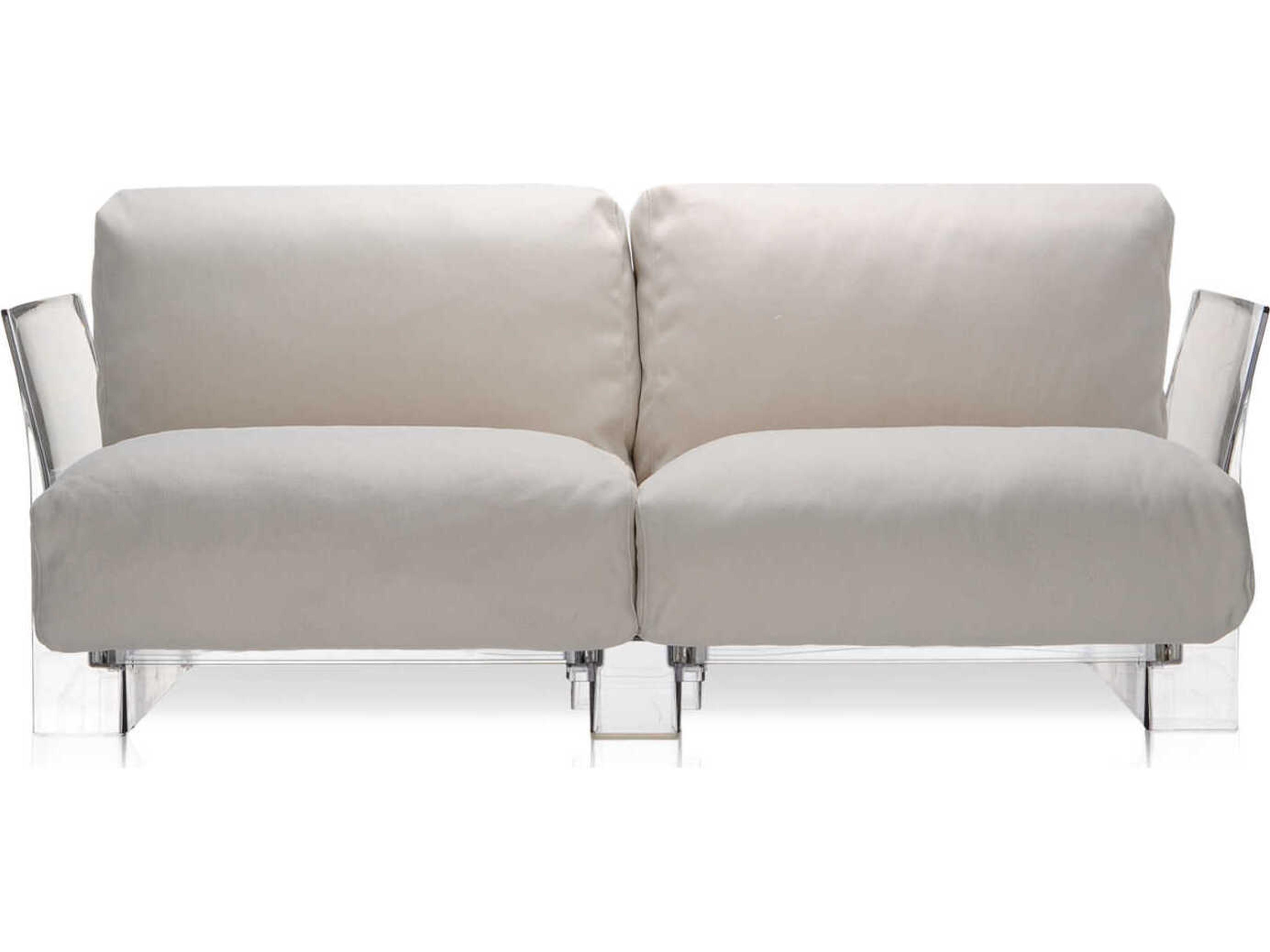 Kartell Outdoor Pop Transparent / Sunbrella Fabric Ecru Loveseat