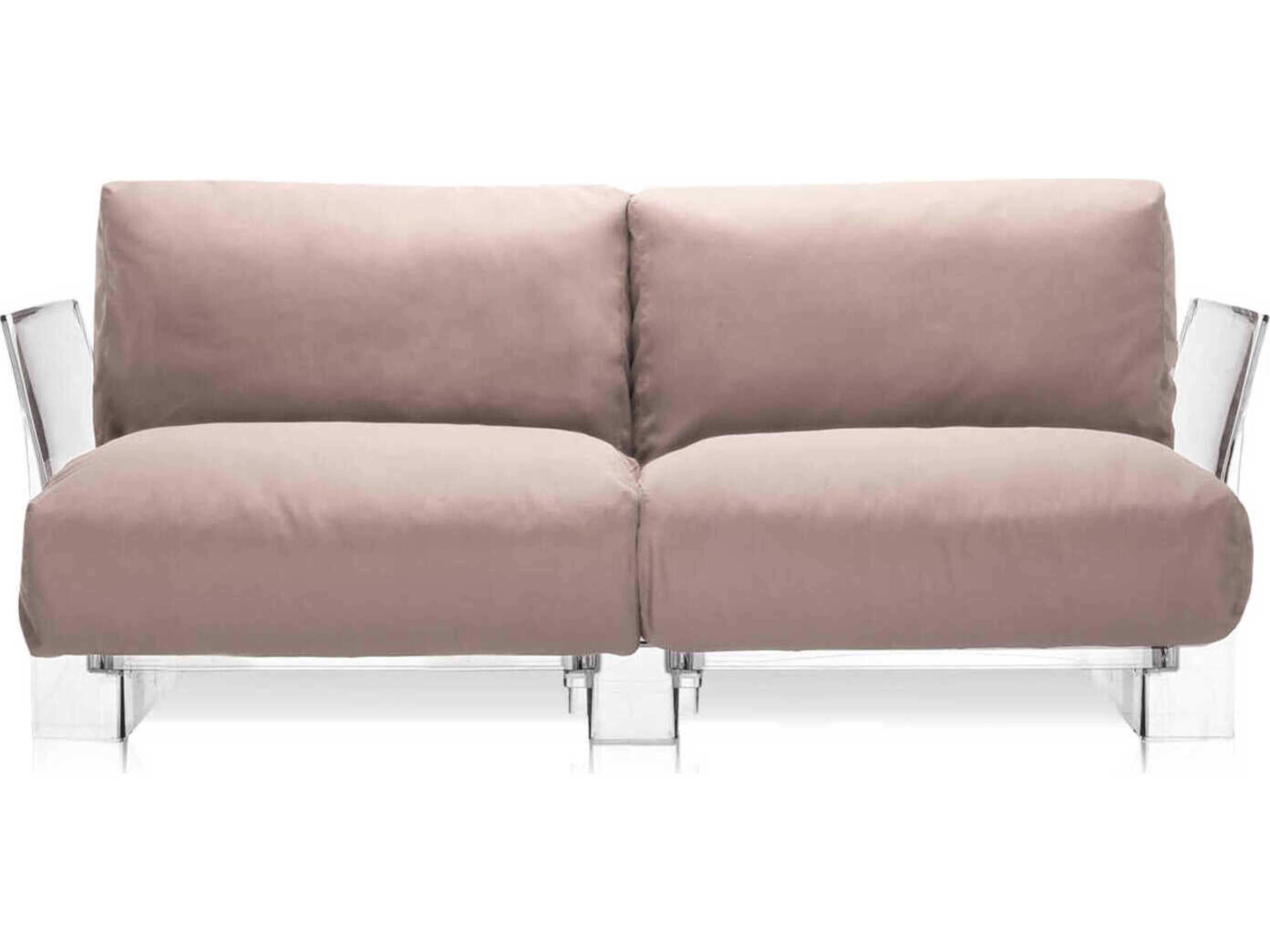 Kartell Outdoor Pop Transparent / Sunbrella Fabric Dove Gray Loveseat