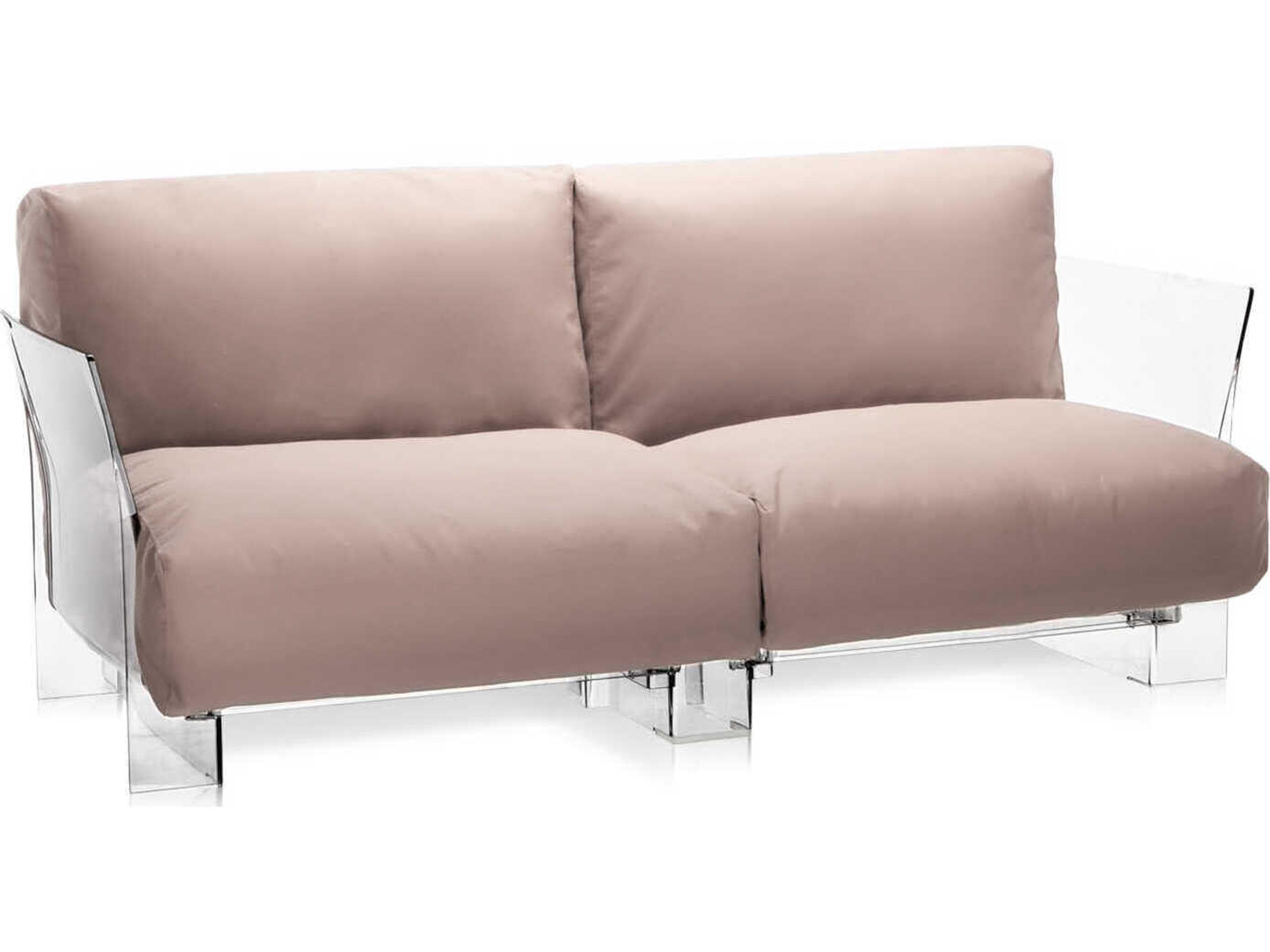 Pop Transparent / Sunbrella Fabric Dove Gray Loveseat