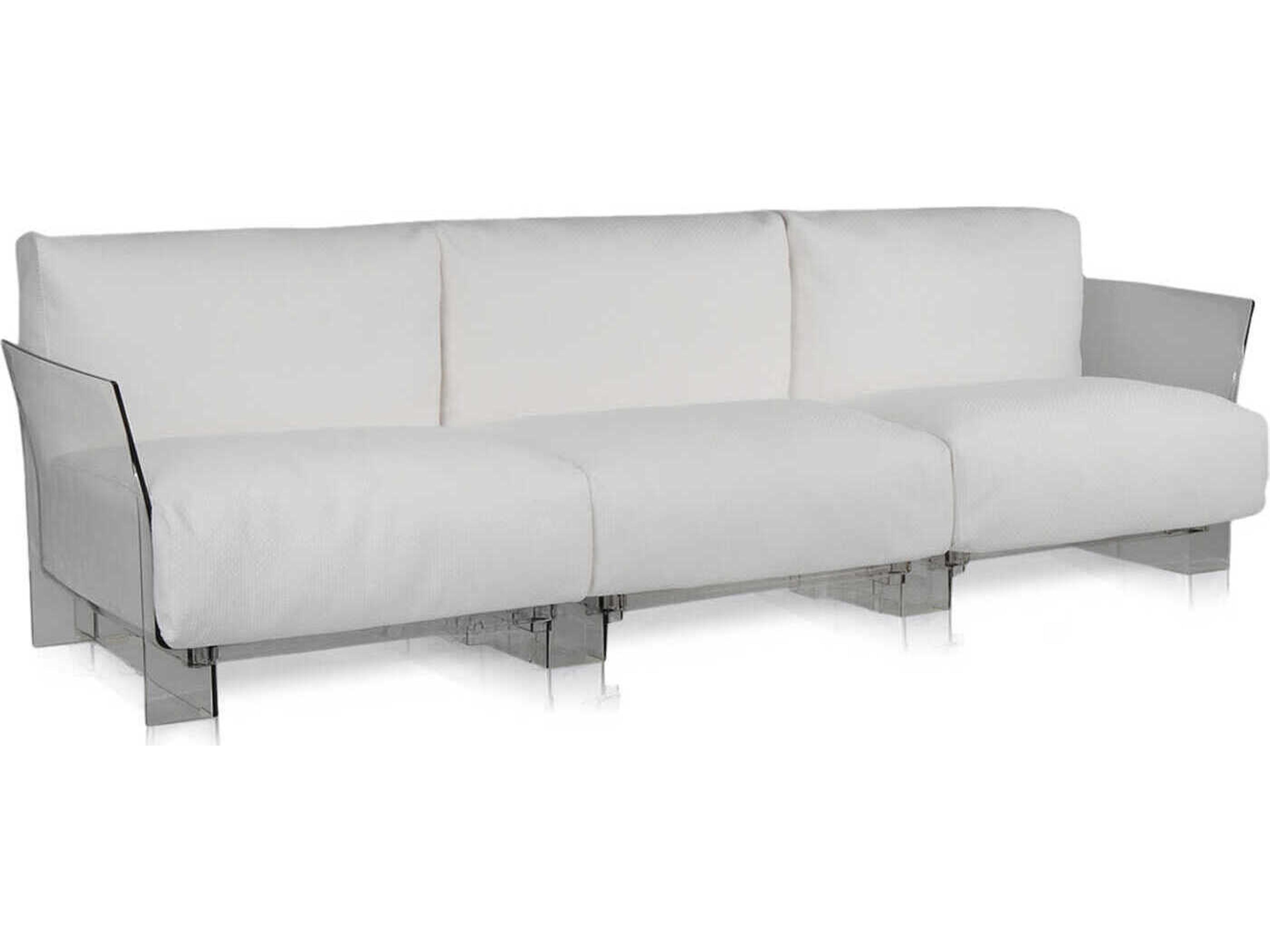 Pop Transparent / Sunbrella Fabric White Sofa