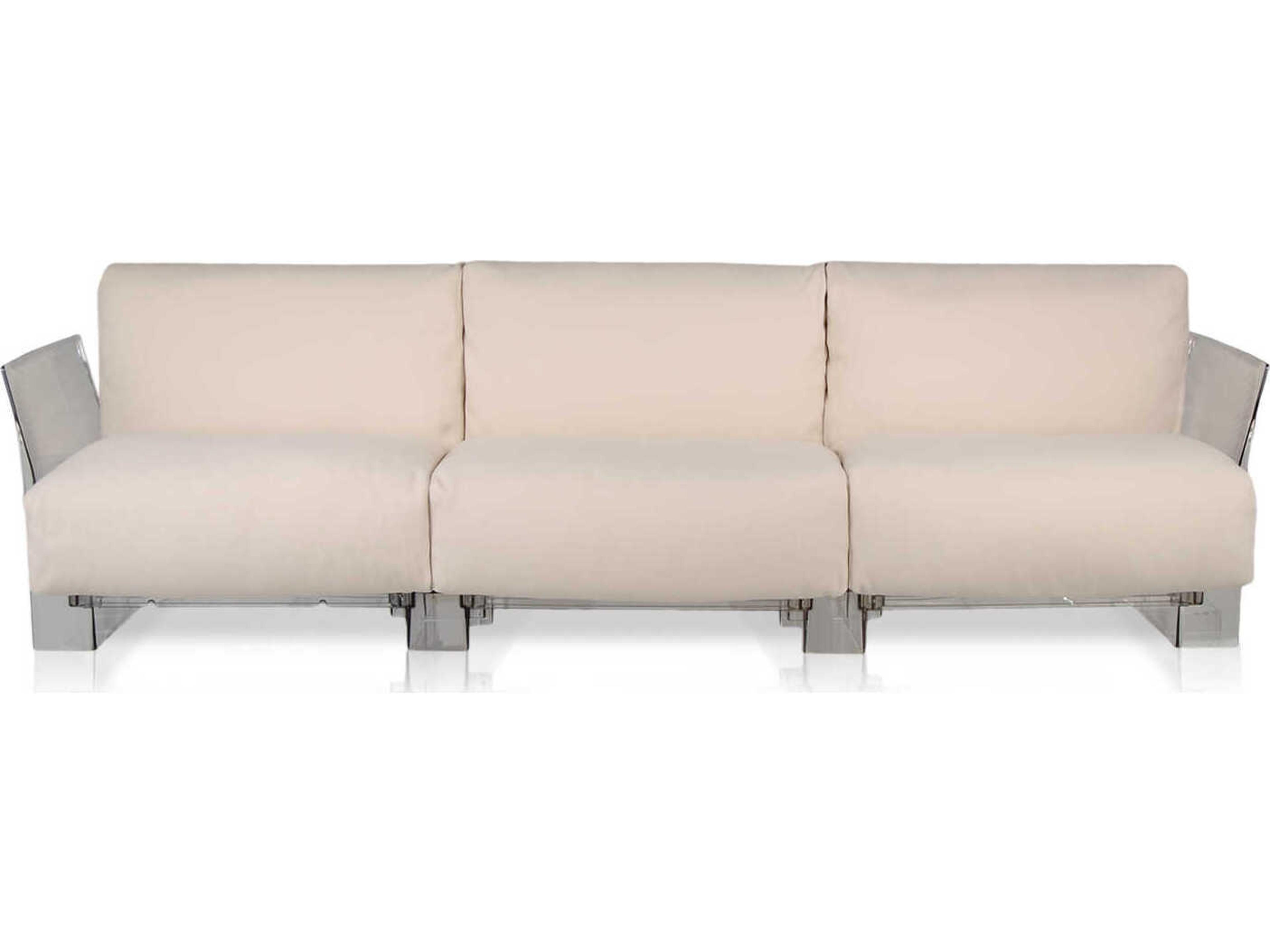 Kartell Outdoor Pop Transparent / Sunbrella Fabric Dove Gray Sofa