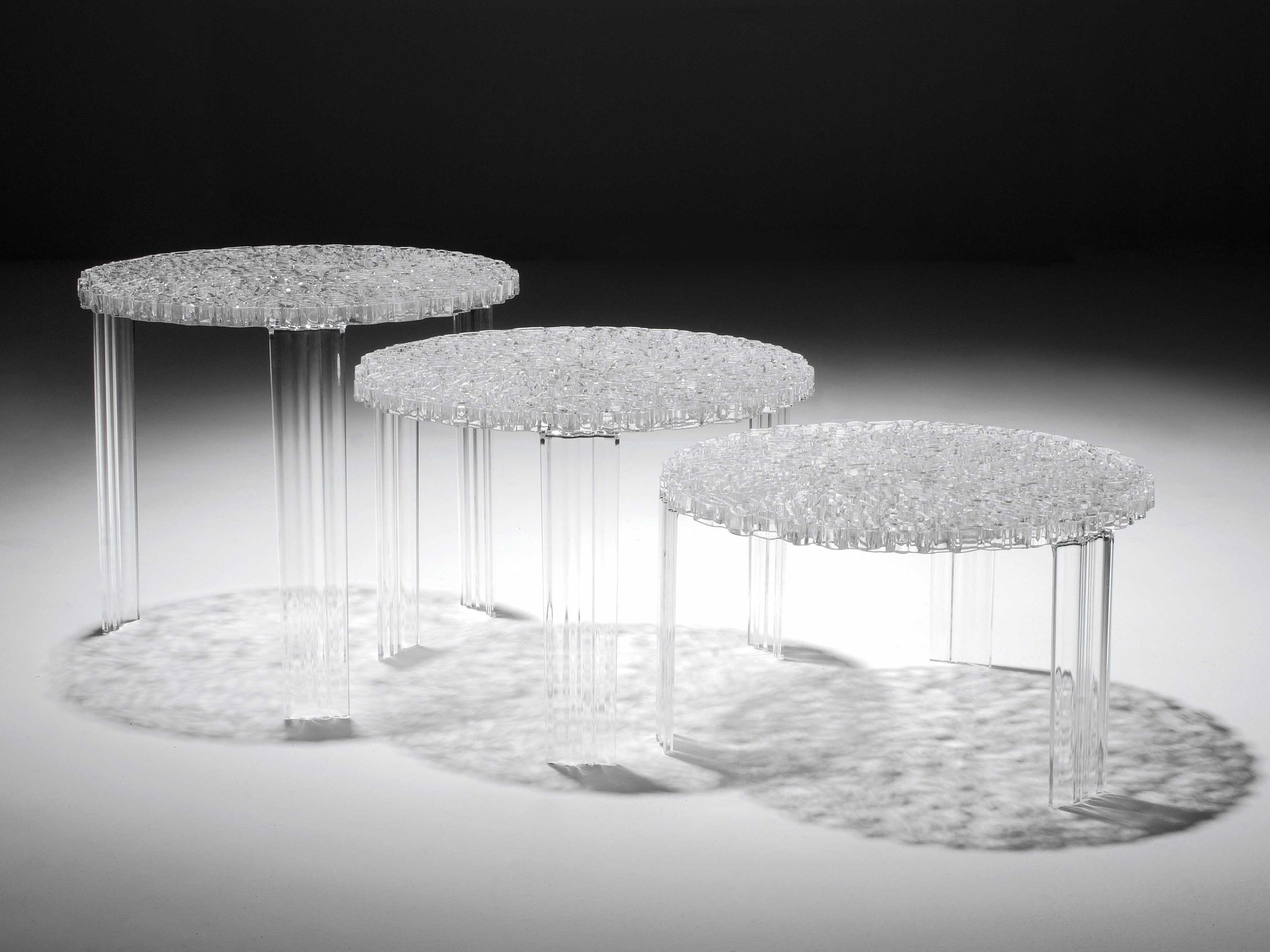 Kartell Outdoor T-table Transparent Crystal Resin High Round Coffee Table