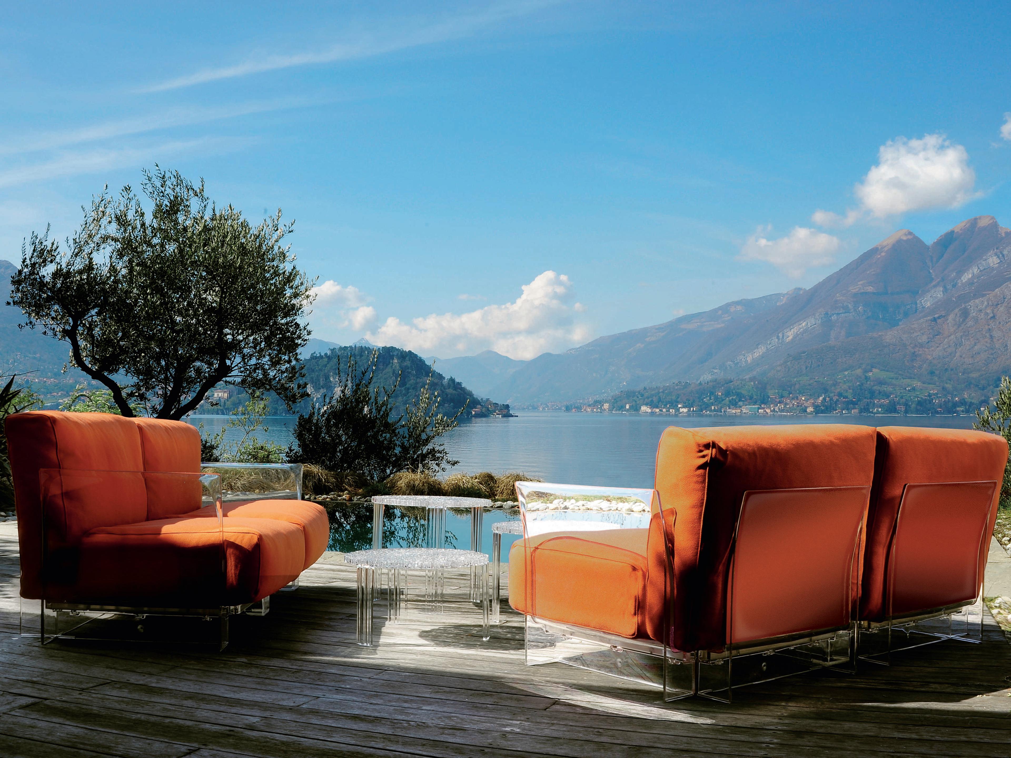 Kartell Outdoor T-table Transparent Crystal Resin High Round Coffee Table